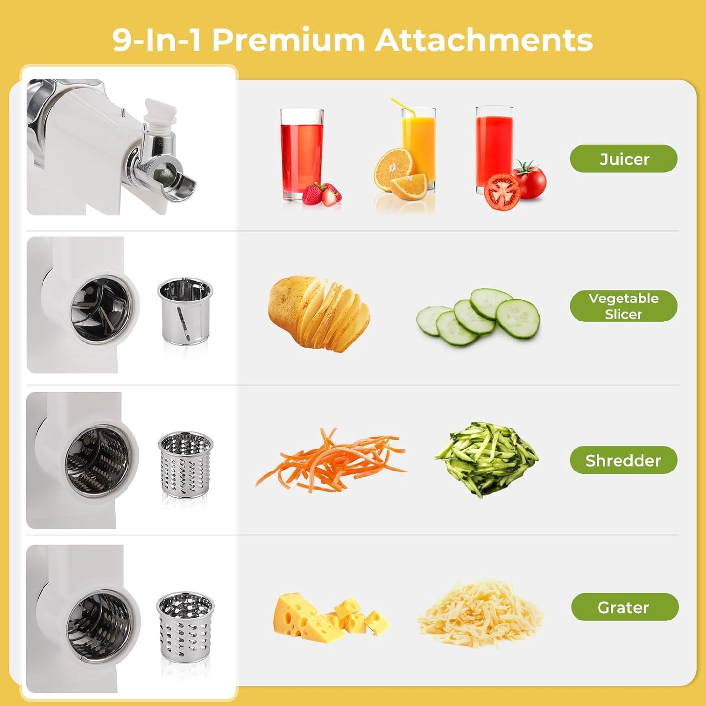 Meat Grinder Electric 9-In-1 Grinder 1700W For Meat with Attachments Sausage Maker, Kubbe Kit Stainless Steel Juicer, 3 Grinding Plates Meat Grinder for Home & Kitchen