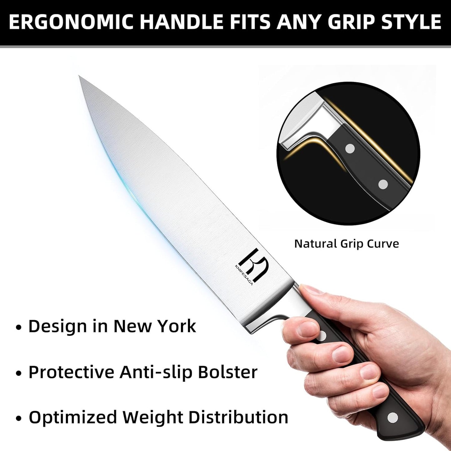 Knife Set, 15 Pcs Kitchen Knife Block Set, Enduring Razor-Sharp Japanese High Carbon Stainless Steel Chef Knife Set with Block and Sharpener, Premium Knives Set for Kitchen, Black Natural Wood