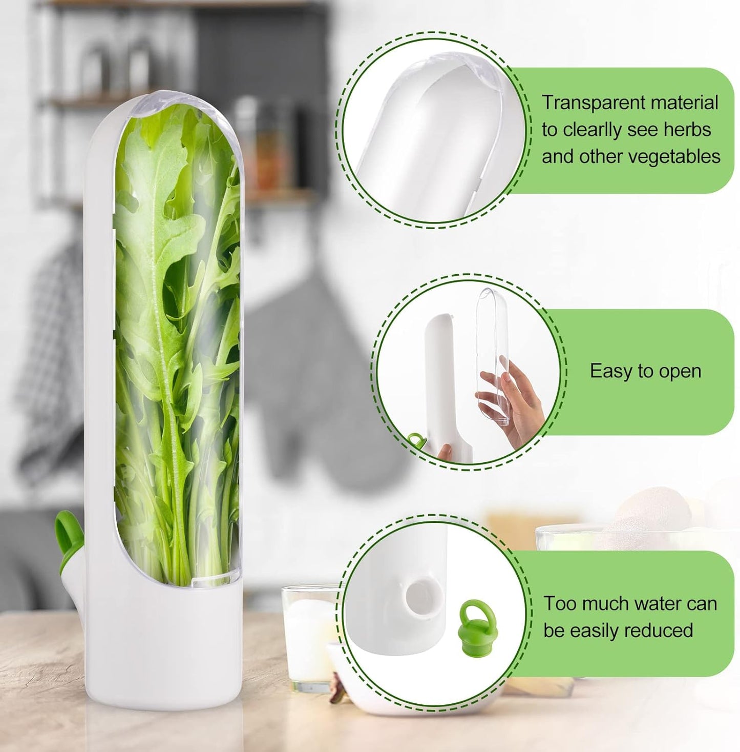 Lallisa Herb Saver Pod Herb Keeper Vegetable Fresh Cilantro Containers for Refrigerator Keeping Bottle Herb Preserver for Mint Fridge Storage, Keeps Greens Fresh for 2-3 Weeks (2)