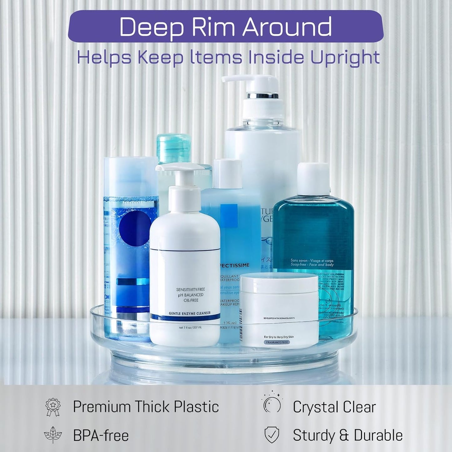 2 Pack, 10 Inch Clear Non-Skid Lazy Susan Organizers - Turntable Rack for Kitchen Cabinet, Pantry Organization and Storage, Fridge, Bathroom Closet, Vanity Countertop Makeup Organizing, Spice Rack