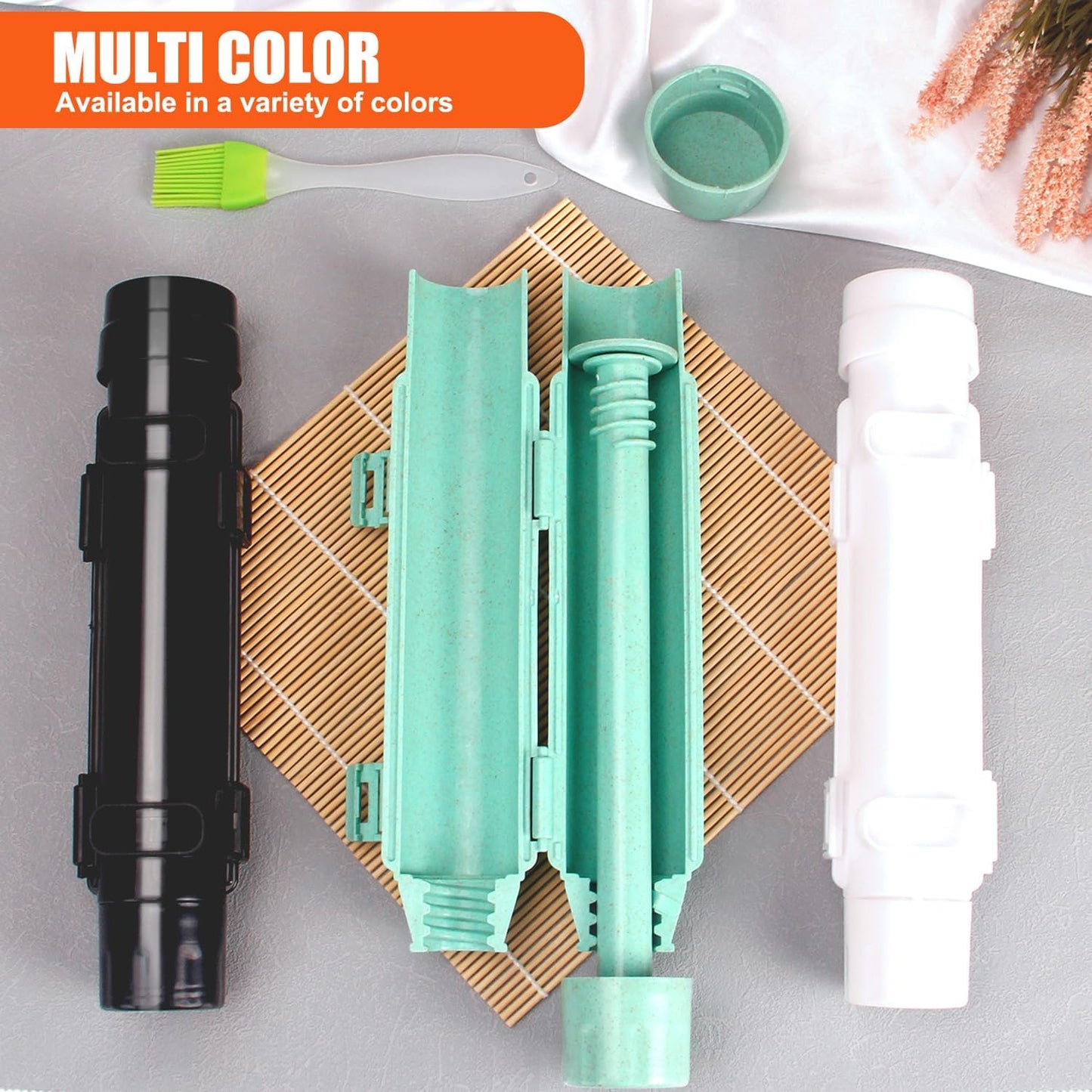 Sushi Making Kit, Sushi Roller, Sushi Bazooka, Sushi Maker, Bamboo Sushi Rolling Mat For Beginners (Green)