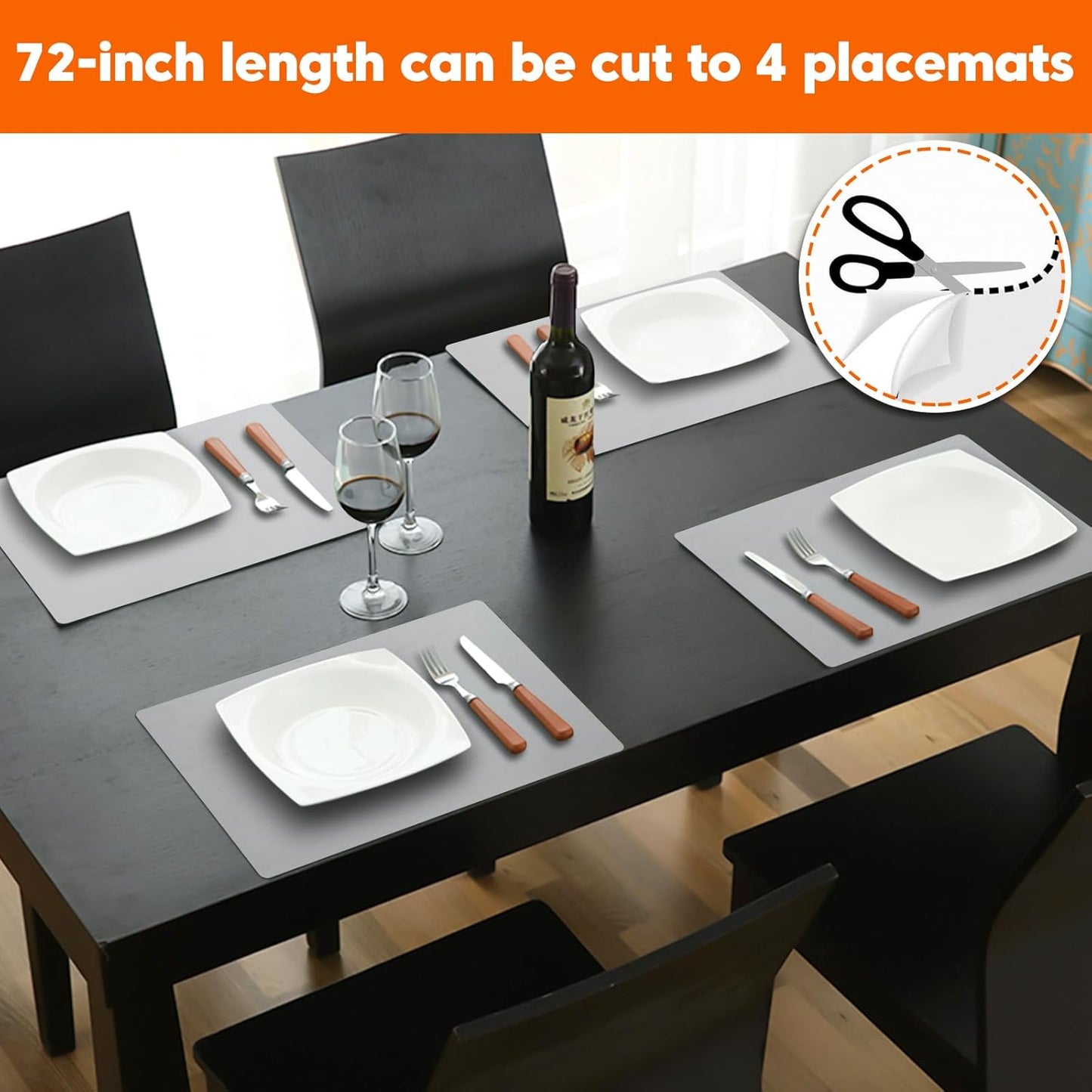Large Silicone Mats for Kitchen Countertop, Heat-Resistant Placemats and Coasters to Protect Your Tabletop, Skin-Friendly Surface Counter Protector, Freely Cuttable (Translucent, 12" x 72" x 1.6mm)