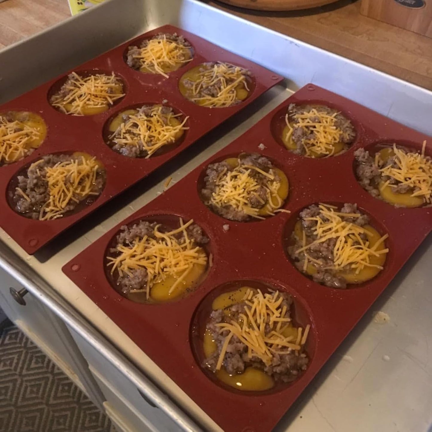 Palksky Silicone Egg Molds for Oven Baking, 3 Pcs 6-Cavity Silicone Egg Bite Molds for Breakfast Sandwiches, Non-Stick 3" Muffin Top Pans/Whoopie Pie Pan