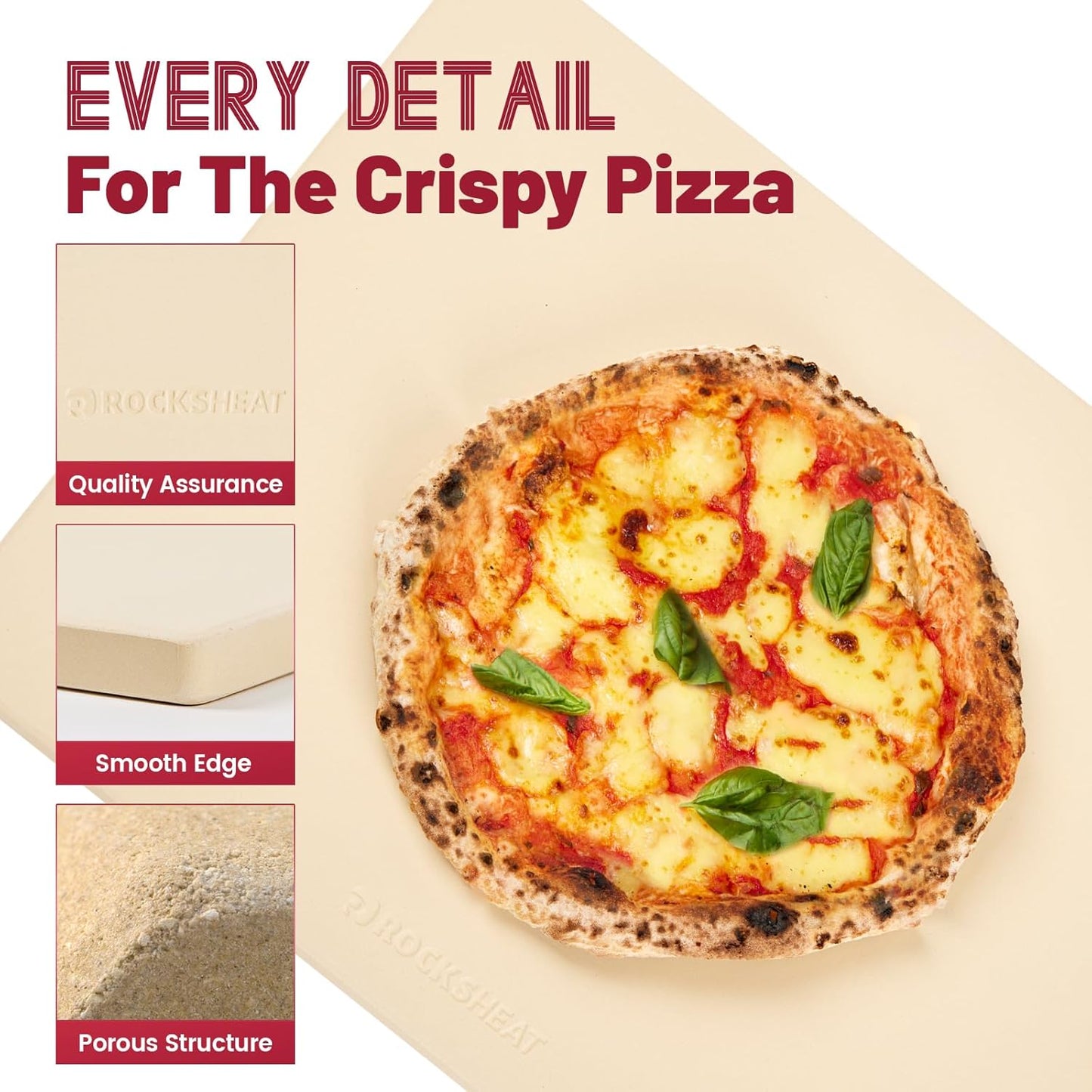 Professional Pizza Stone for Oven – 13.8x17.7 Inch Cordierite Baking Stone Board, Grill & BBQ Safe, Heavy Duty for Perfect Crust (35x45cm)