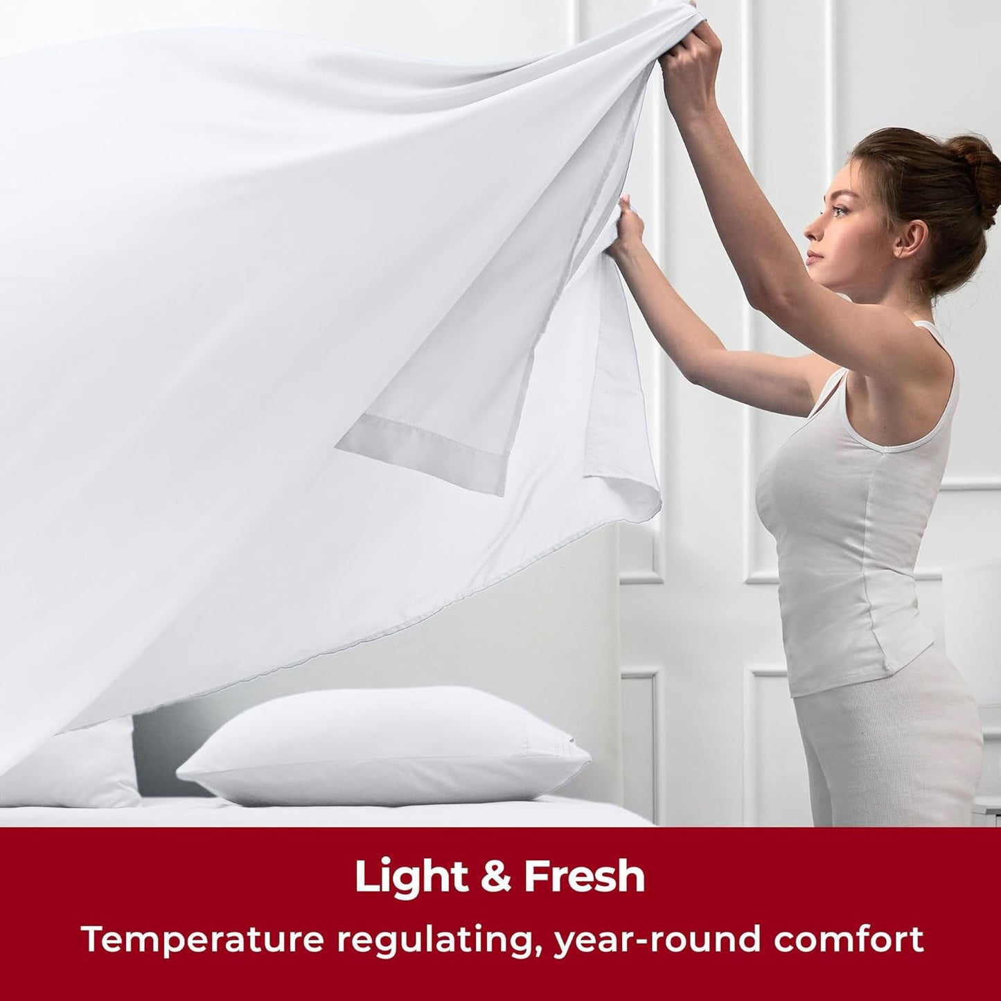 Mellanni Twin Sheets Set - 3 PC Iconic Collection Bedding - Hotel Luxury, Extra Soft, Cooling Bed Sheets - Wrinkle, Fade, Stain Resistant (Twin, White)