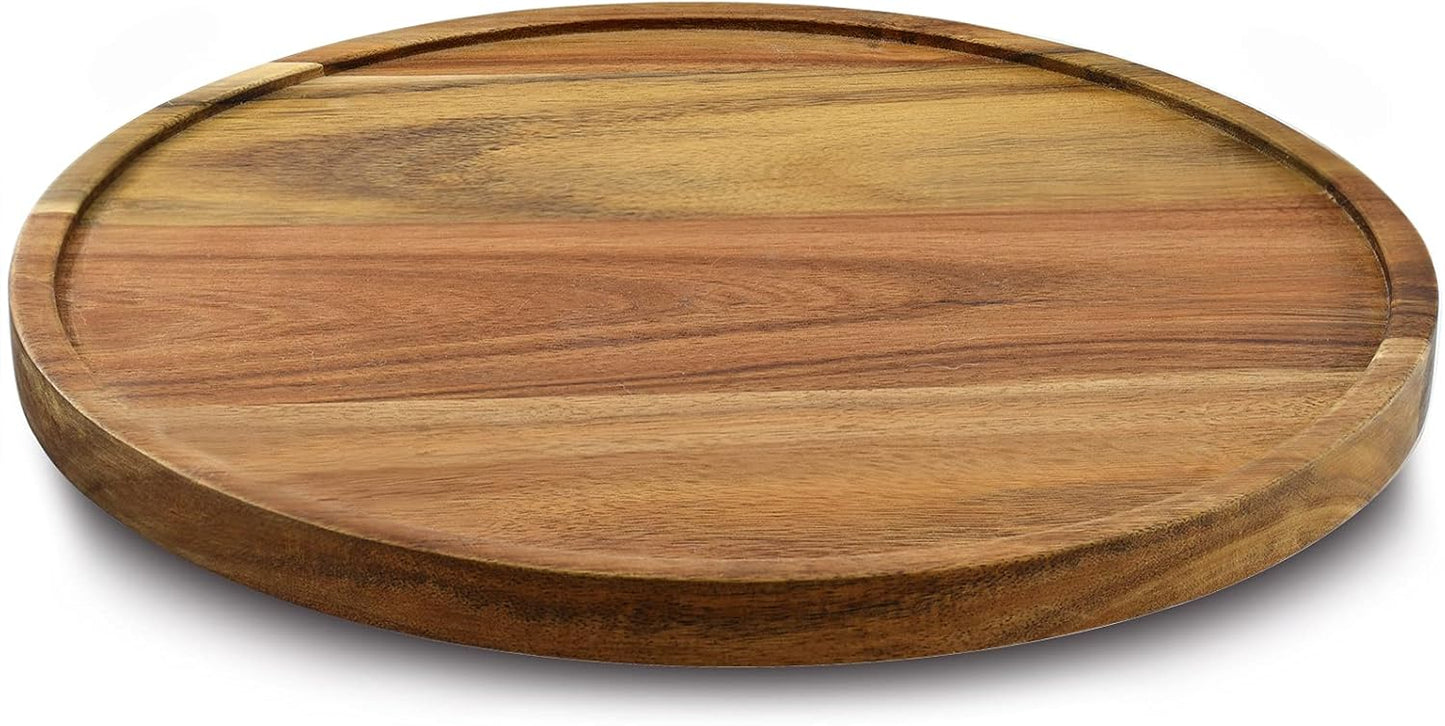 13" Acacia Wood Lazy Susan Organizer Kitchen Turntable for Cabinet Pantry Table Organization