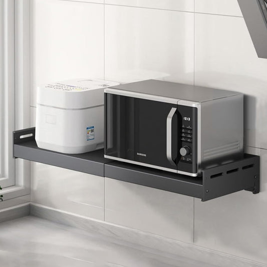 Retractable Stainless Steel Wall Rack, Commercial Storage Rack, countertop Multifunctional Storage Bracket, Kitchen Seasoning Rack for Electric Oven Microwave (16"~25.5" Black)