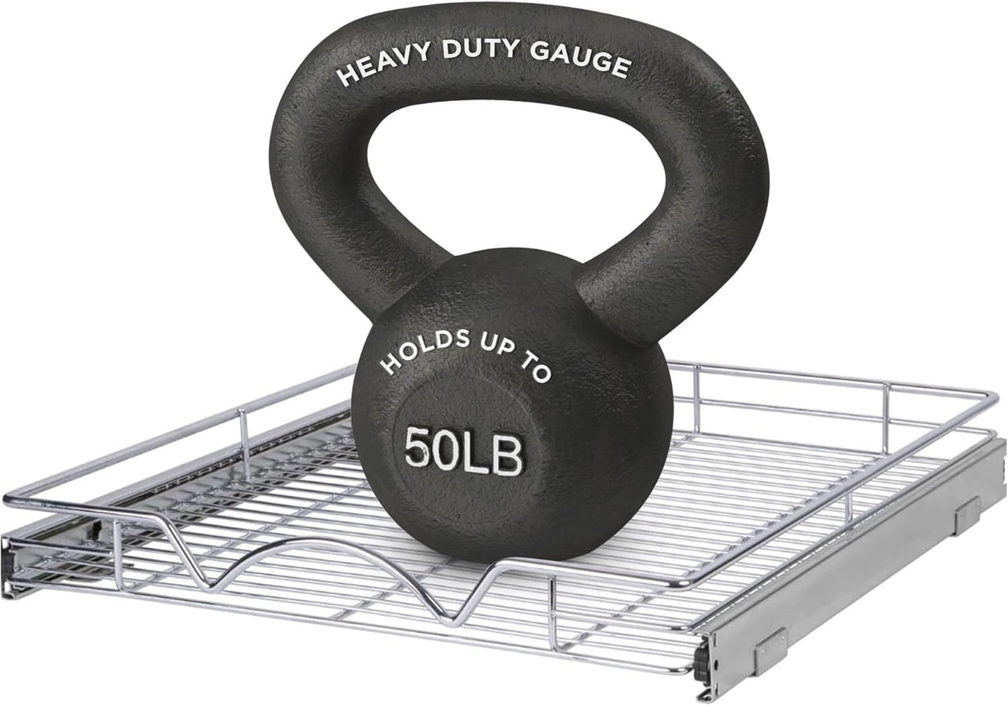 HOLDN’ STORAGE Pull Out Cabinet Organizer, Heavy Duty Caddy w/Lifetime Limited Warranty -30”W x 21”D - Requires At Least 31-1/4” Cabinet Opening, Steel Metal Cabinet Drawers Slide Out, Chrome