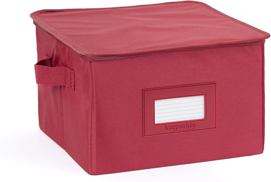 Covermates Keepsakes Dish Storage Box - Stackable, Reinforced Handles, China Storage, Scarlett Red