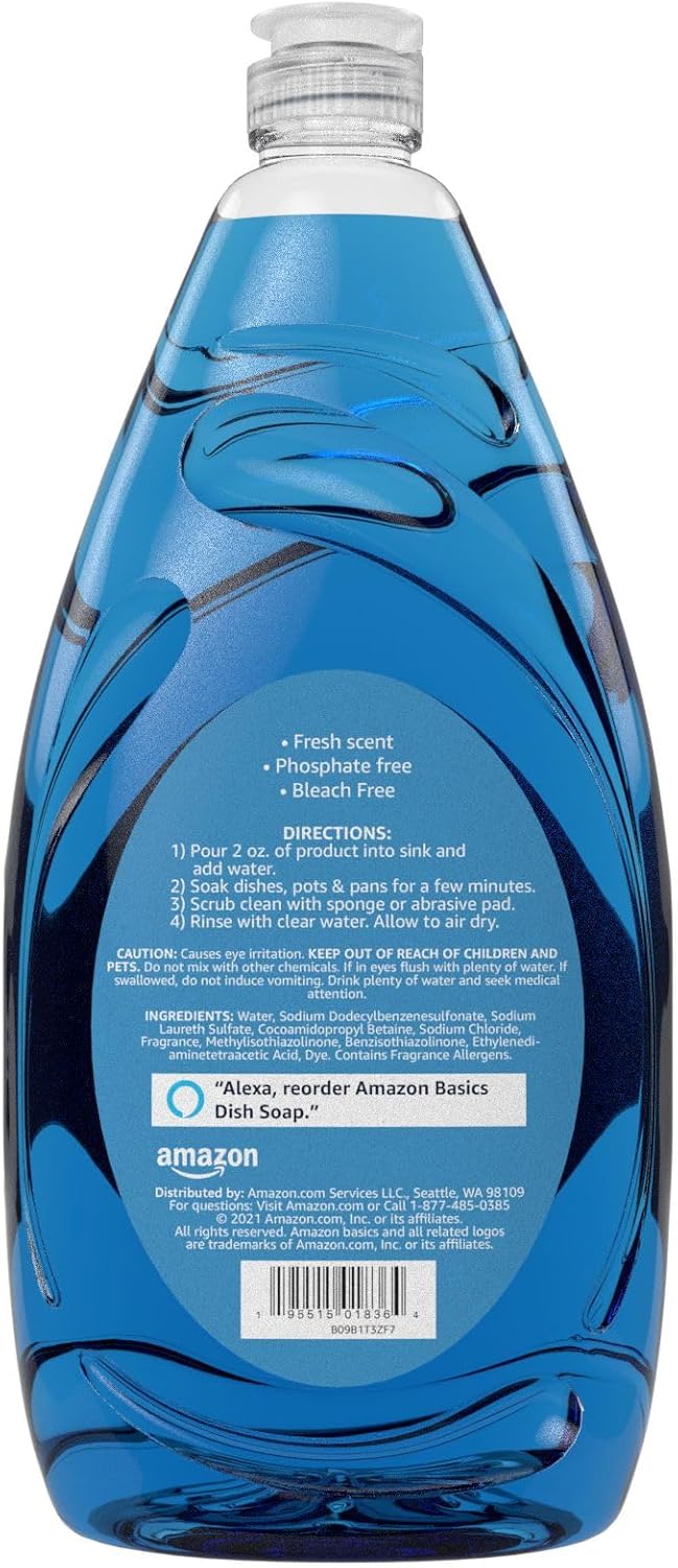 Amazon Basics Dish Soap, Fresh Scent, 30 fl oz, Pack of 4