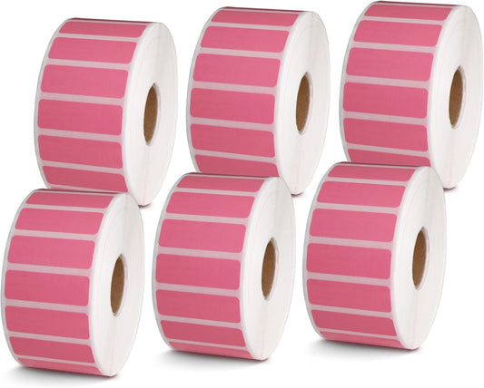 BETCKEY - 1.5" x 0.5" File Folder & Address Labels Compatible with Zebra & Rollo Label Printer,Premium Adhesive & Perforated[Pink, 6 Rolls, 14100 Labels]