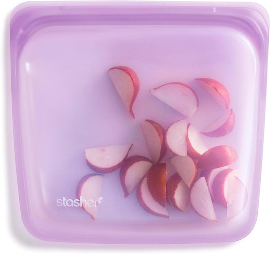 Stasher Premium Silicone Reusable Food Storage Sandwich Bag, Purple, Microwave, Sous Vide, Dishwasher, Oven and Freezer Safe, BPA Free, Leak-free, Eco-friendly, 28 Oz