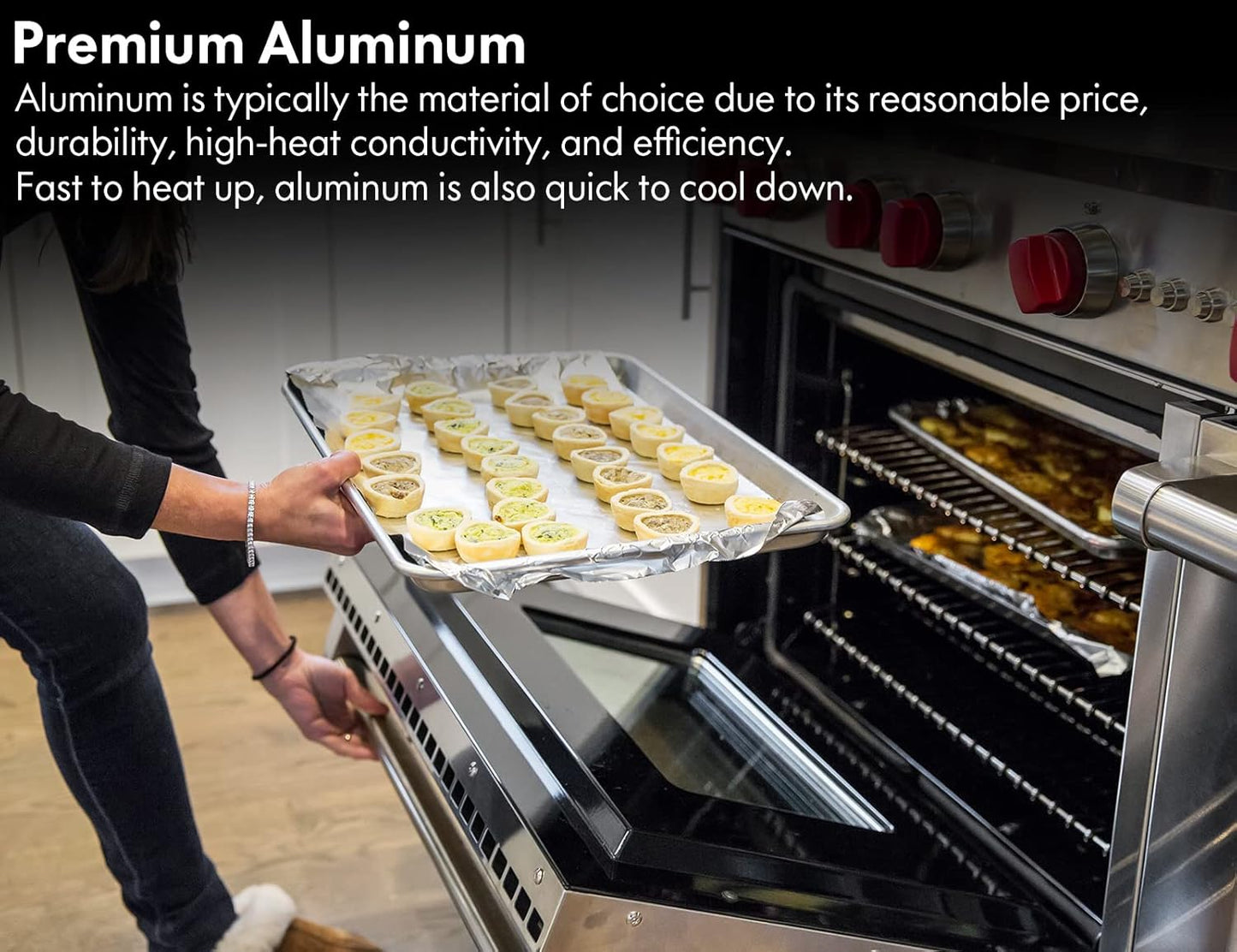 CURTA 6 Pack Aluminum Sheet Pan, NSF Listed Full Size 26 x 18 inch Commercial Bakery Cake Bun Pan, Baking Tray