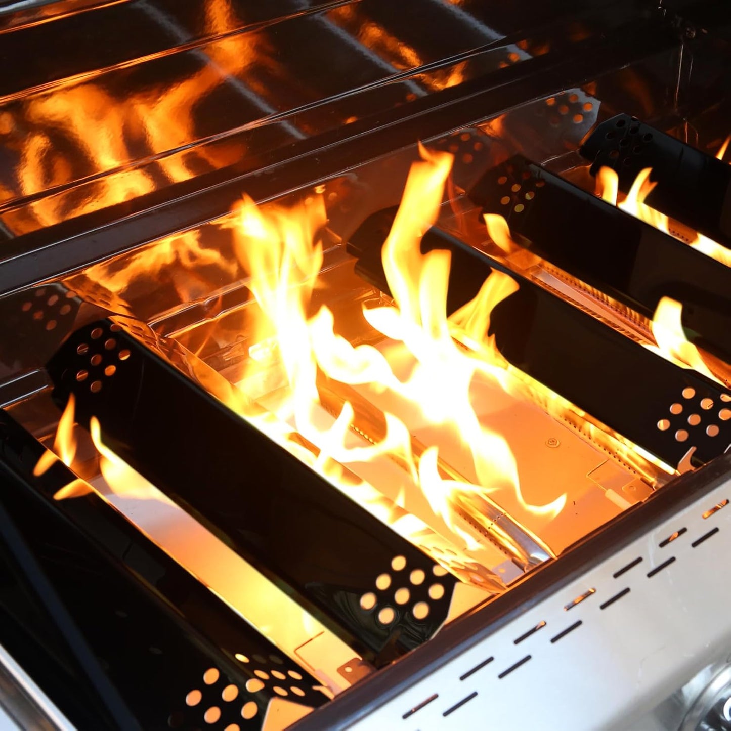 CANDANA Replacement Parts for Nexgrill 4 Burner 720-0830H 720-0830D 720-0783C 720-0783E 720-0958A, 17" Cast Iron Grill Grate, Grill Burner, Heat Plate, Igniters for 5 Burner 720-0888N