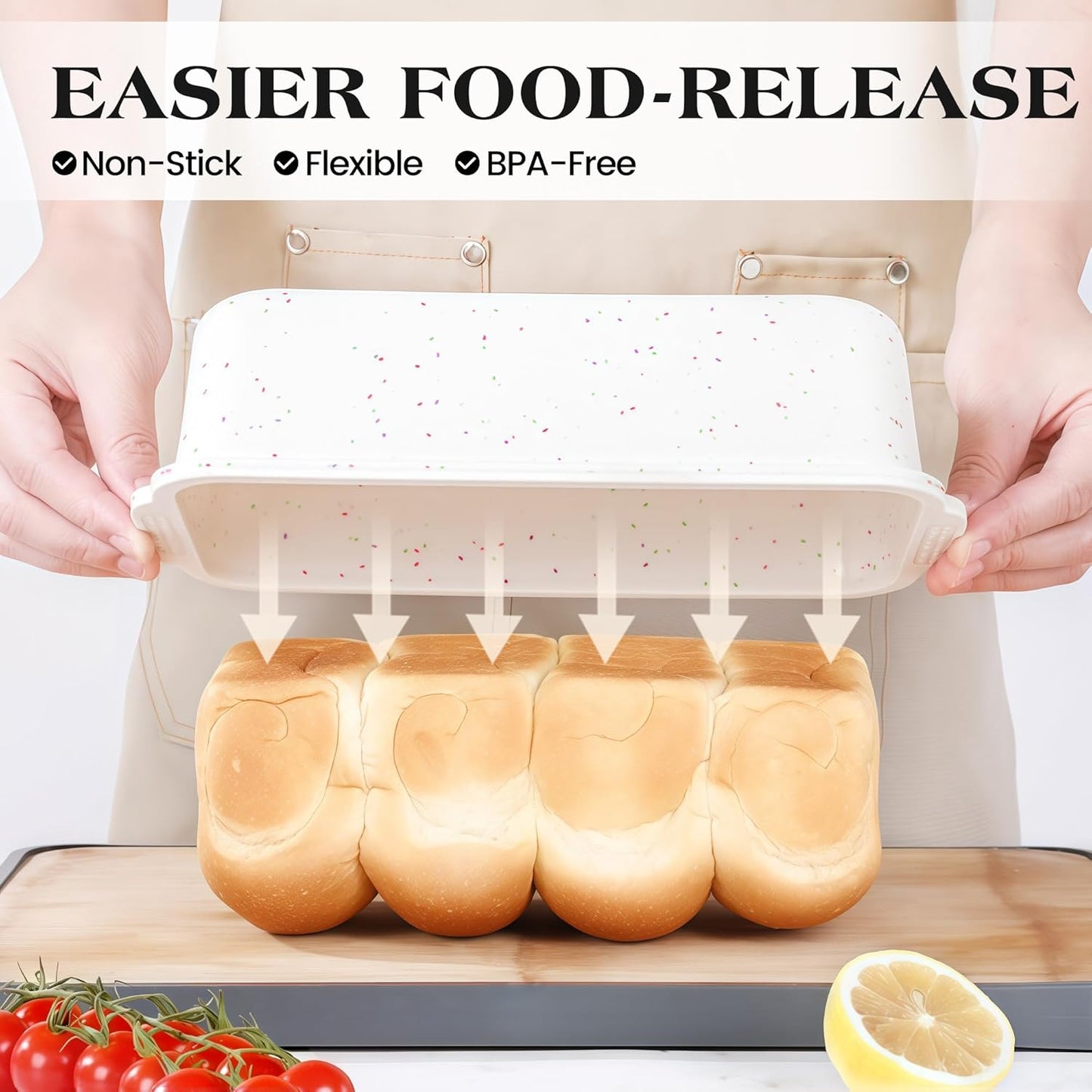 2 Pcs Silicone Bread Loaf Pan Nonstick Silicone Loaf Pans for Baking 9x5 inch Large Bread Mold with Metal Reinforced Frame(Cream)