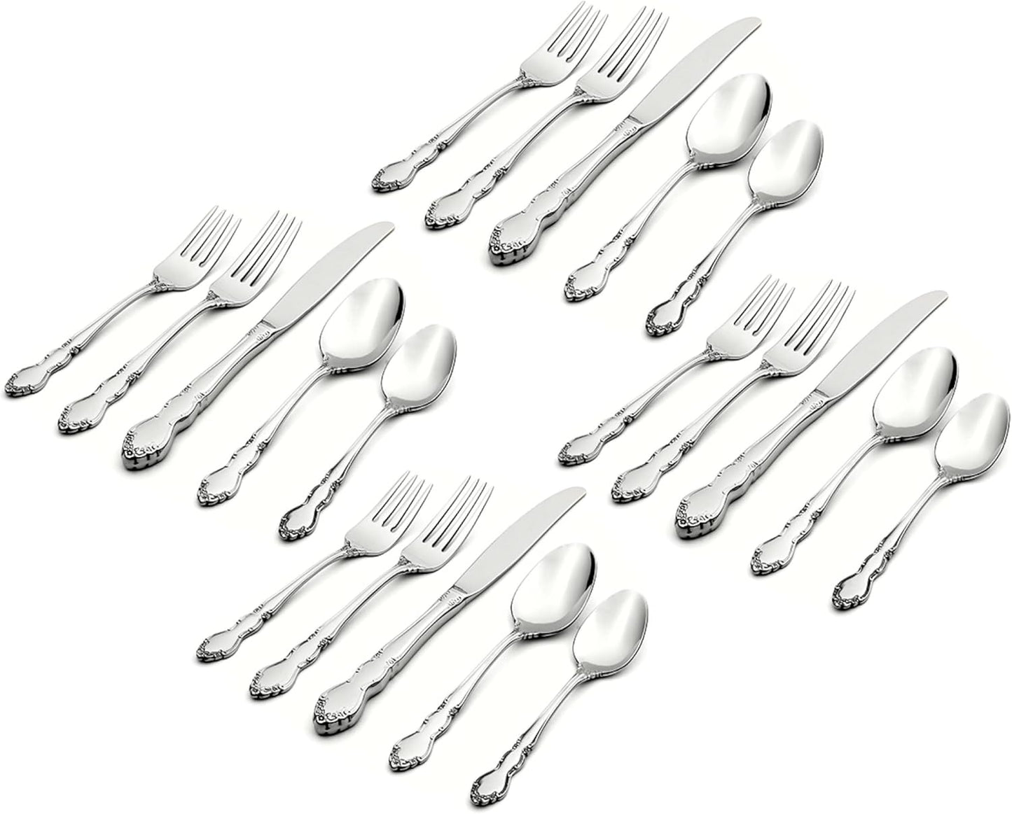 Oneida 2766020AL20 Dover 20-Piece Fine Flatware Set, Service For 4, Mirror Finish
