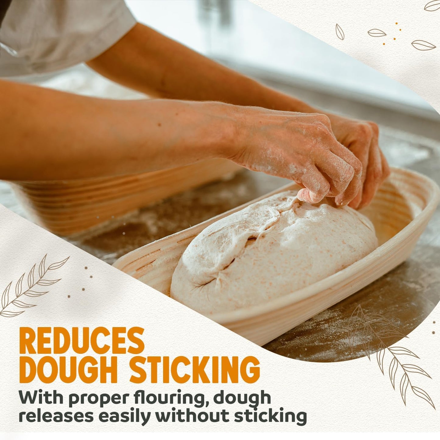 Banneton Bread Proofing Basket sourdough proofing basket for Beginners & Professional Bakers, Handwoven Rattan Cane Bread Maker with Linen for Artisan Breads, 8.5 x 3 In, 1-Pound Round Brotform