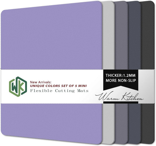 WK Small Flexible Plastic Cutting Boards for Kitchen Set of 5, Non Slip Cutting Mats for Meat, Mini Cutting Board Mats, BPA Free, Dishwasher Safe, 7.3x11.5"