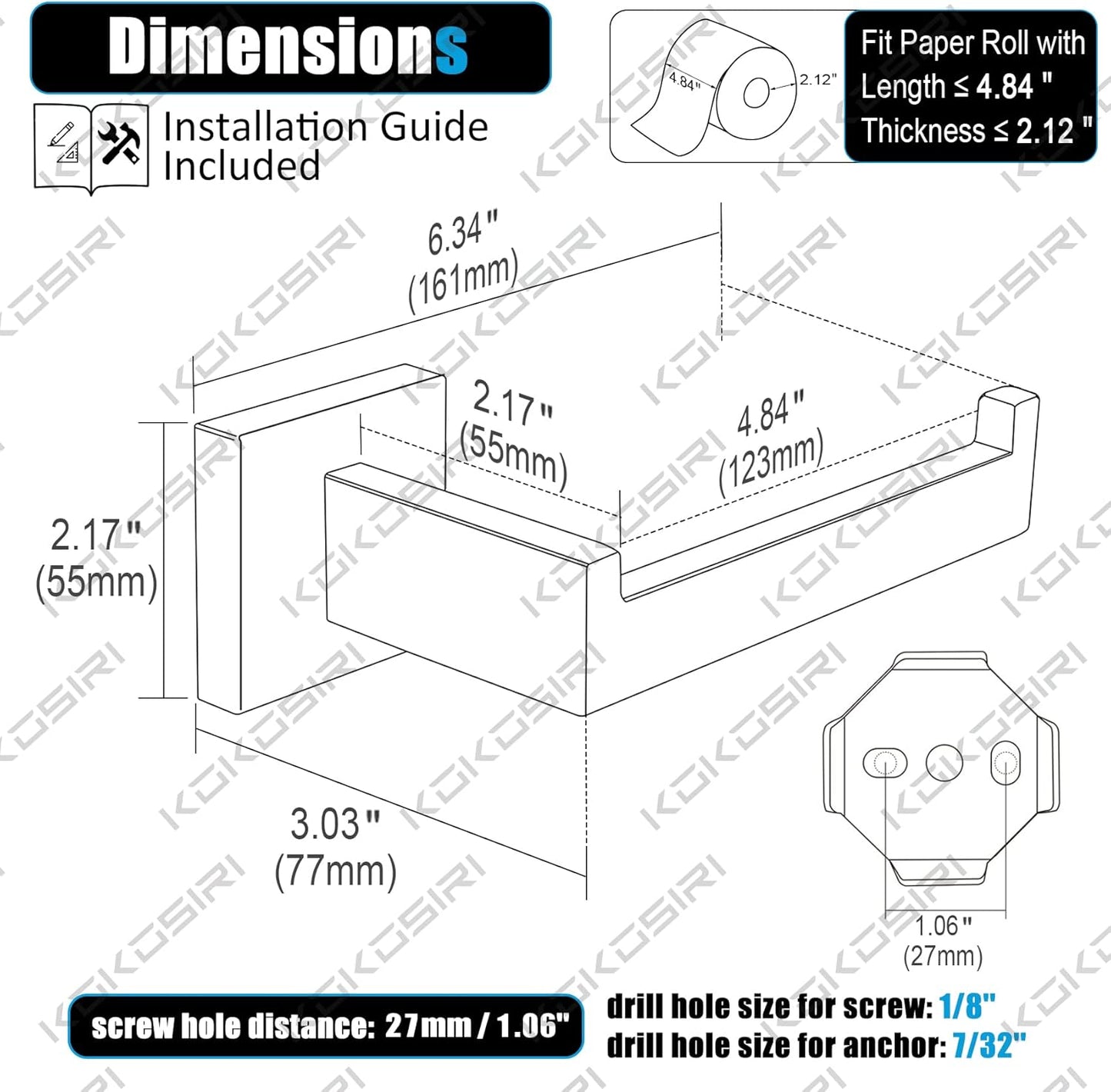 KOKOSIRI Black Toilet Paper Holders Bathroom Toilet Paper Roll Holder SUS304 Stainless Steel Contemporary Wall Mounted, 2 Pack, B2003BK-P2
