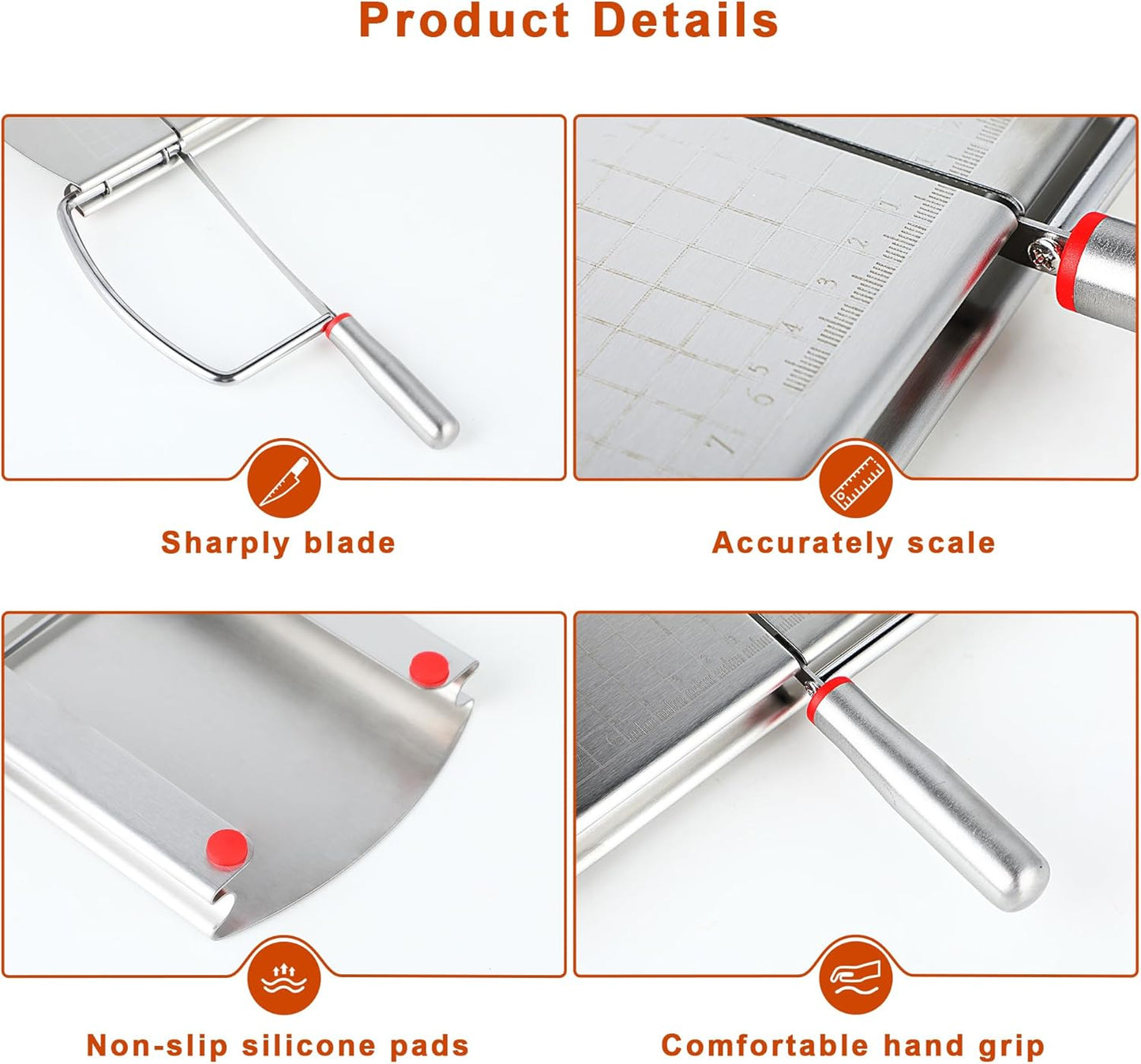 Cheese Slicer, Multipurpose Cheese Cutter Stainless Steel Cheese Slicers for Block Cheese, Butter, Sausages, Fruits Kitchen Gadget Cheese Cutting Board