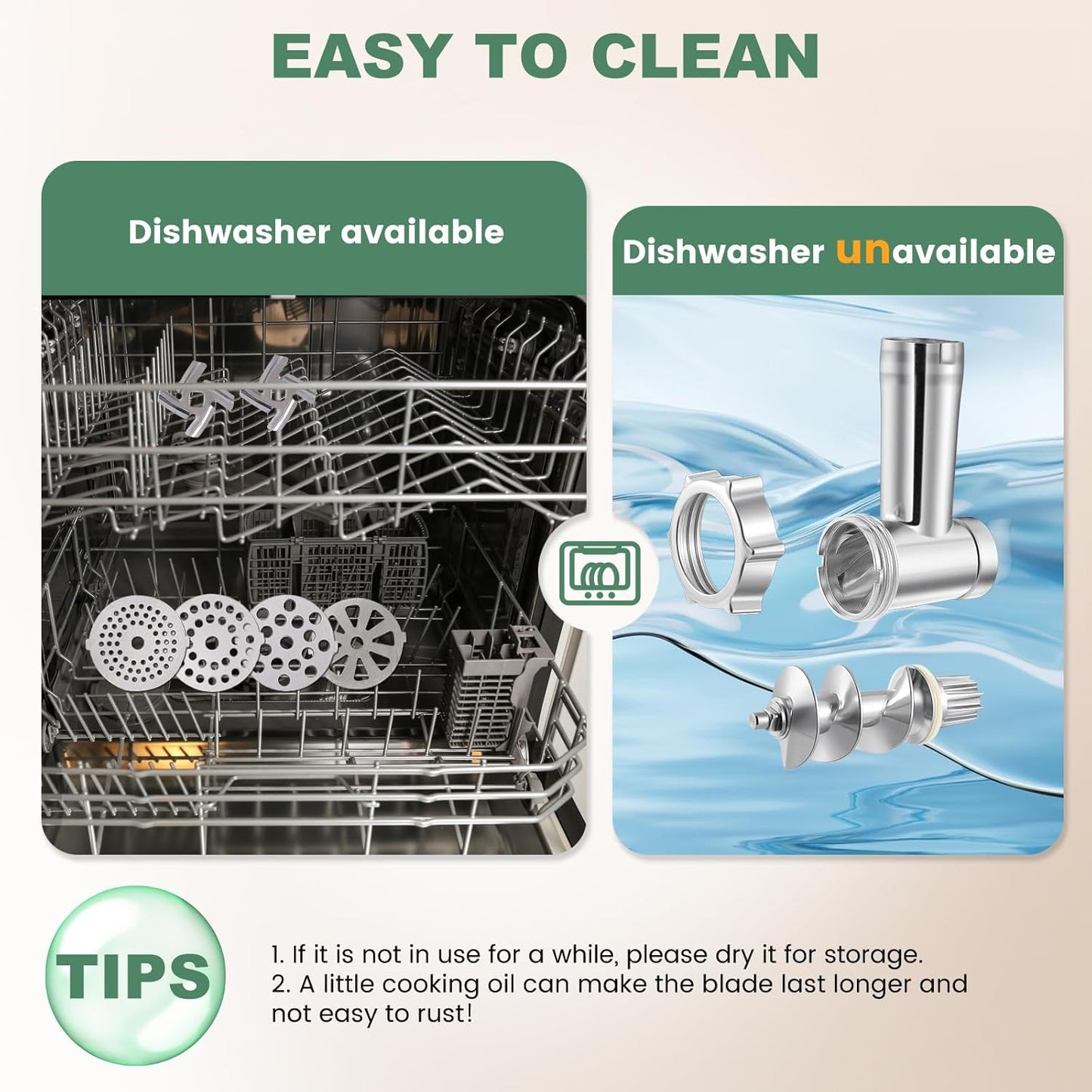 Huanyu Electric Meat Grinder for Home Use, Quiet for Apartment Cooking, Process Beef & Venison in 90s, Sausage Kubbe Prep Kit 110v