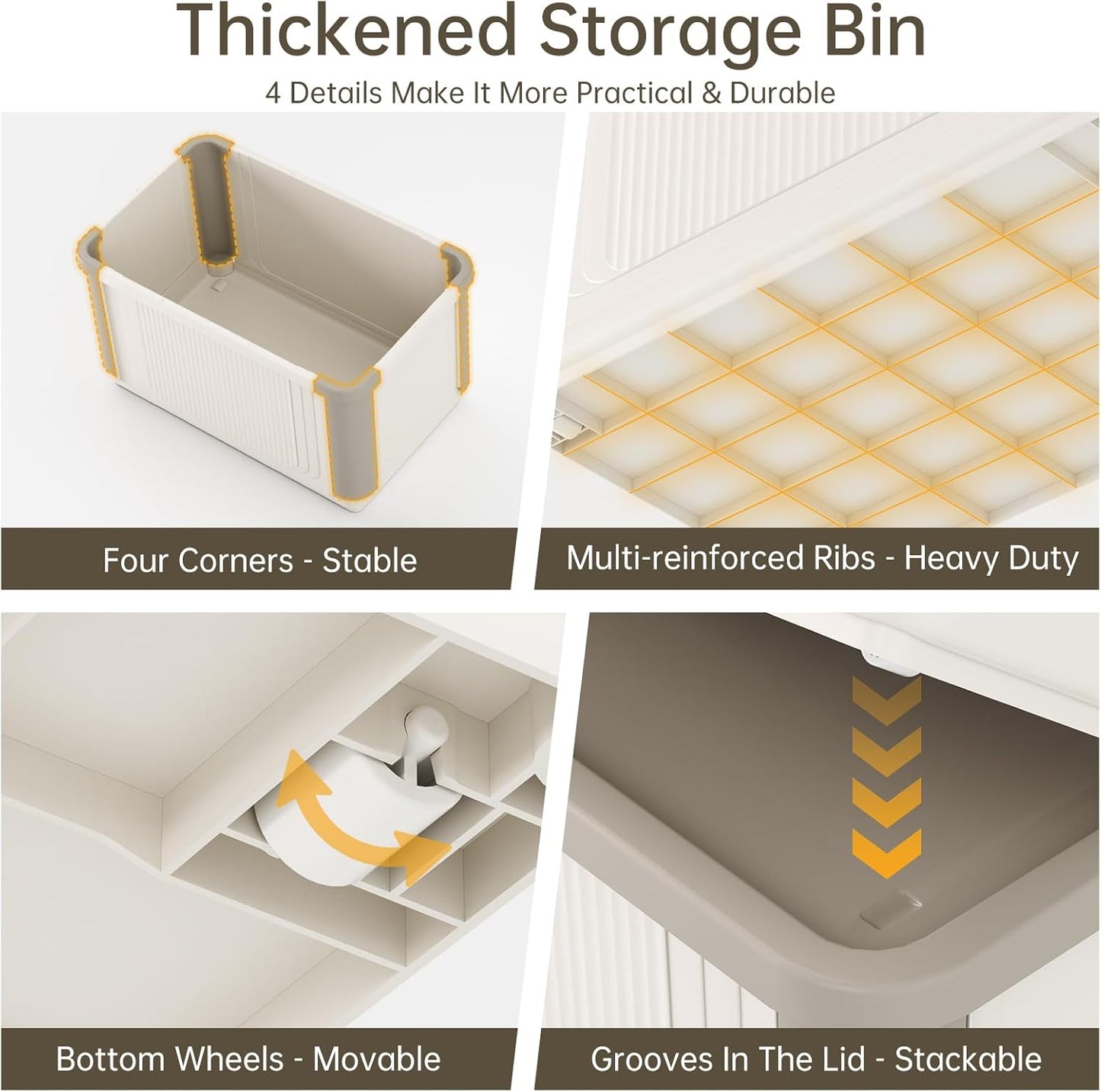 HAIXIN Collapsible Storage Bin with Lid - 62.8 QT Foldable Closet Organizers Stackable Storage Box Plastic Storage Container for Home Garage Office, 1 Pack