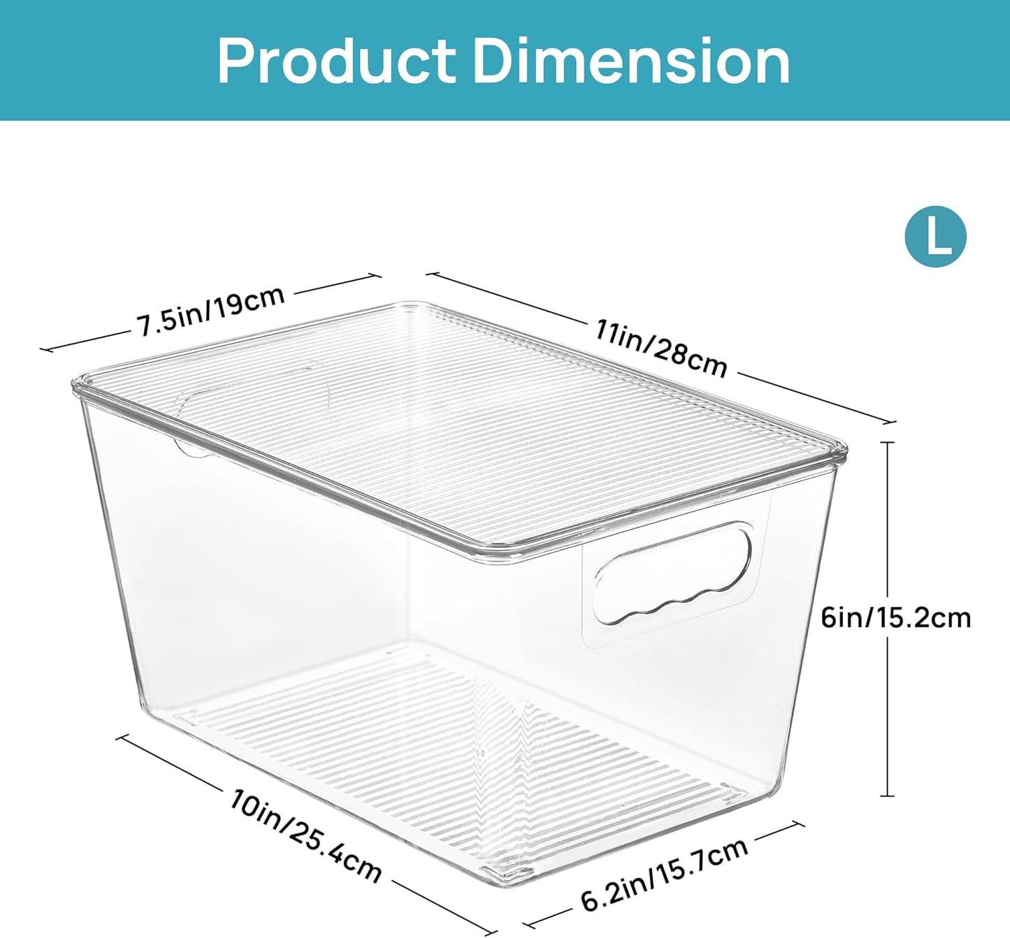 Vtopmart 10 Pack Clear Stackable Storage Bins with Lids, Large Plastic Containers with Handle for Pantry Organizer and Storage,Perfect for Kitchen,Fridge,Cabinet, Closet,Bathroom Organization