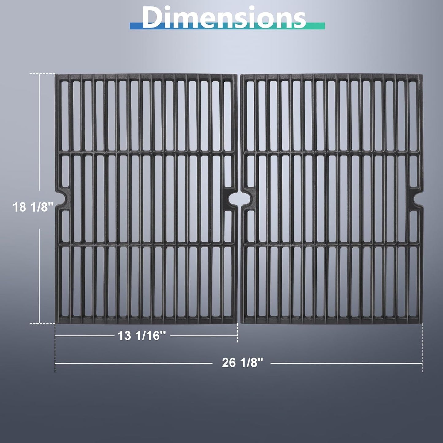 18 Inch Grill Grates Replacement for Charbroil 463268007, 463268008, 463257110, 463215513, Uniflame GBC750W, Master Forge GGP-2501, Thermos, Kenmore, Coleman Parts, Cast Iron BBQ Grill Cooking Grids.