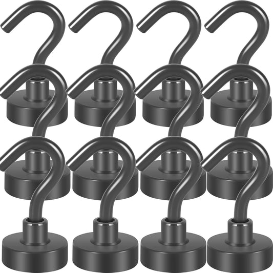 Neosmuk Magnetic Hooks, Cruise Ship Essentials, 30lb+ Heavy Duty Magnetic Hooks for Cruise Cabins, Refrigerator, Grill, Hanging, and Travel | Extra Strong Must-Haves Magnet Hook(Grey,Pack of 12)