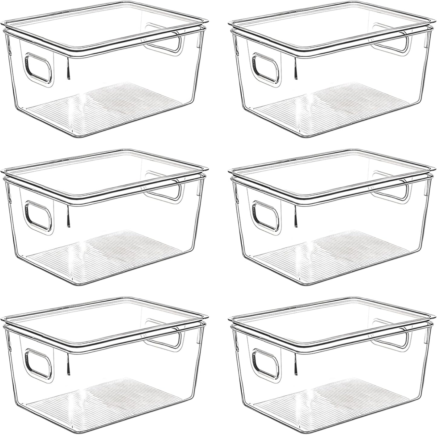 Clear Plastic Storage Bins with Lids, Perfect for Kitchen Organization or Pantry Organization and Storage, Stackable Fridge Organizer Bins, Storage Containers for Organizing, Cabinet Organizers