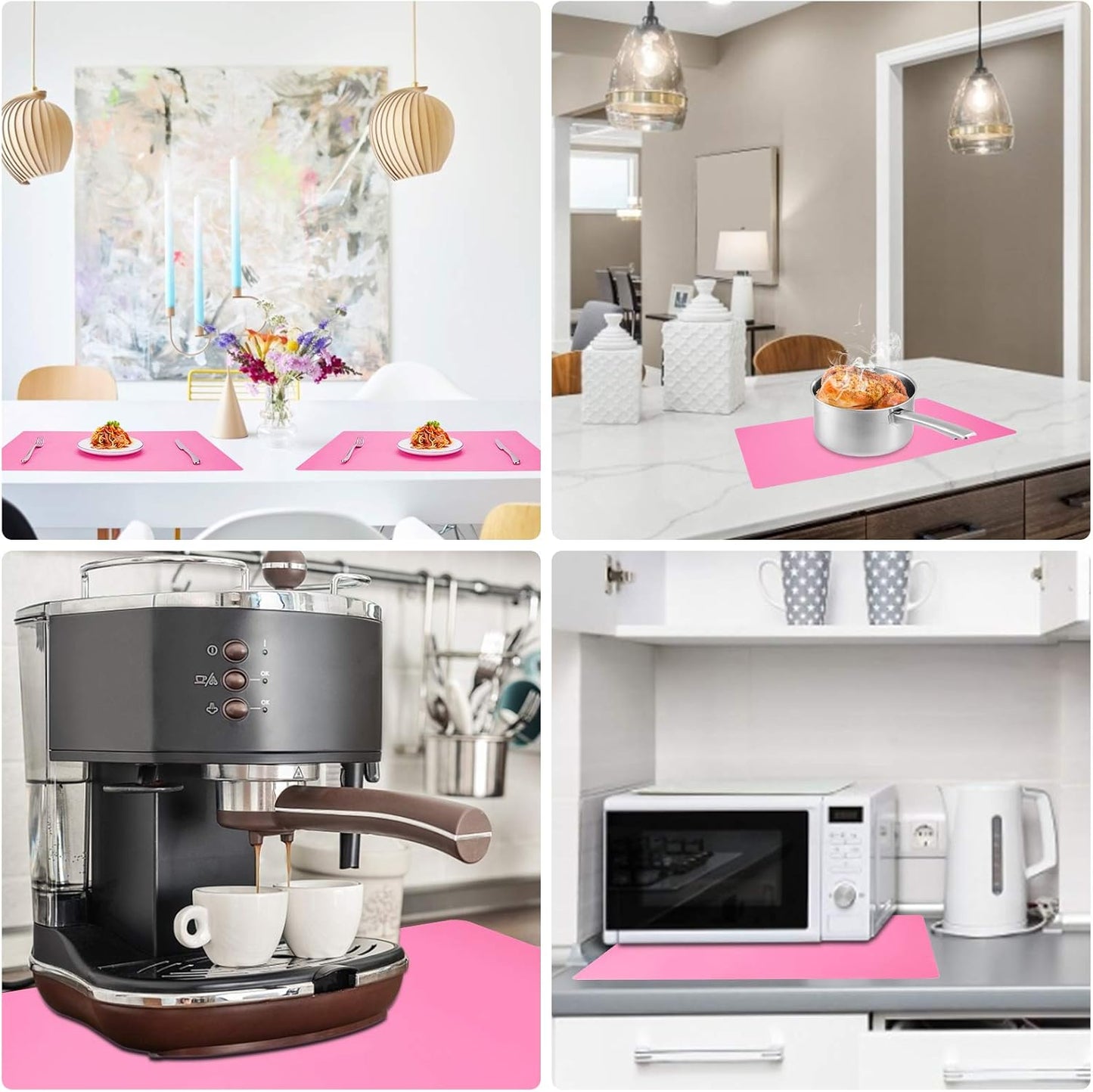 Gartful Extra Large Silicone Mats for Countertop, 28" by 20" Multipurpose Mat, Counter Table Protector, Desk Saver Pad, Placemat Nonstick Nonskid Heat-Resistant Pad, Pink, 2PCS