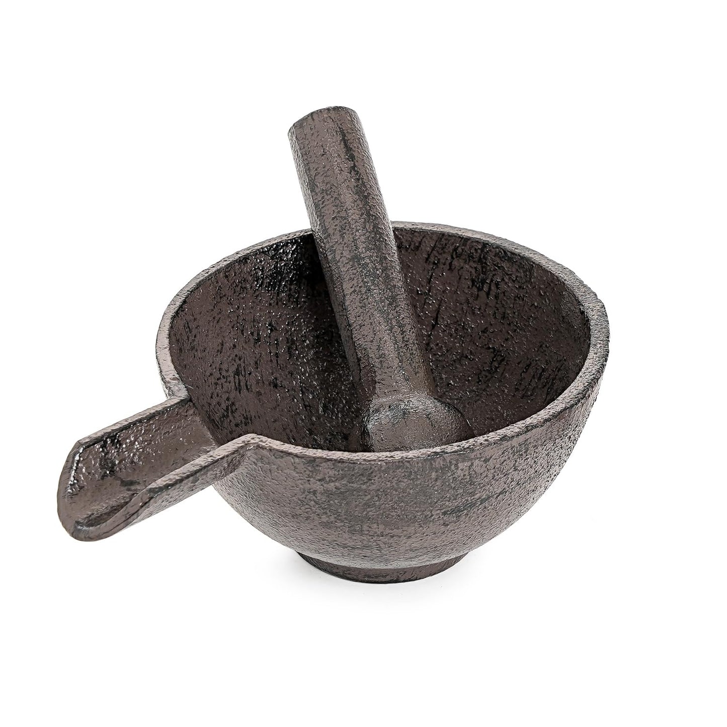 Sungmor Cast Iron Mortar and Pestle, Small Heavy Duty Black Spice Grinder Set, 3.9" Mortar with Pour Spout and 3.9" Long Pestle, Rustic Useful Kitchen Tools for Grinding Spices, Herbs, Nuts and Pesto