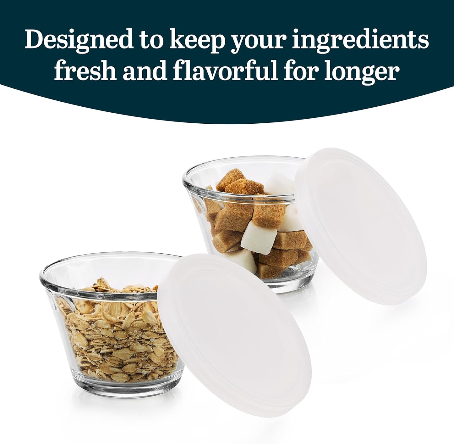 Libbey Baker’s Basics 8-Piece Cupcake Party Glass Baking Dish Set with Lids, Round Small Glass Bowls, Prep Bowls for Cupcakes, Mini Pot Pies, and More