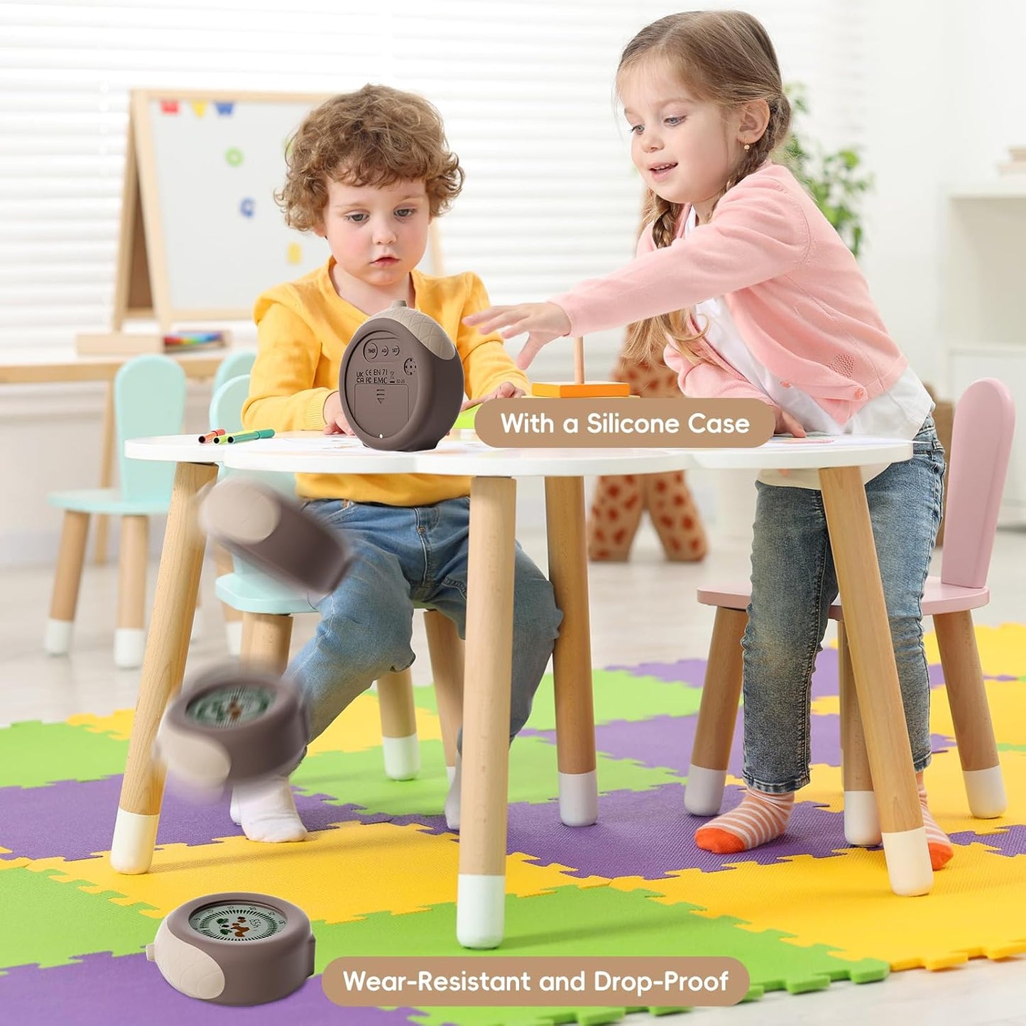 Digital Visual Timer for Kids with Protective Case, Hazelnut Theme 299 Minute Cute Squirrel Timer for Classroom Office Kitchen, Time Management Tools for ADHD Children