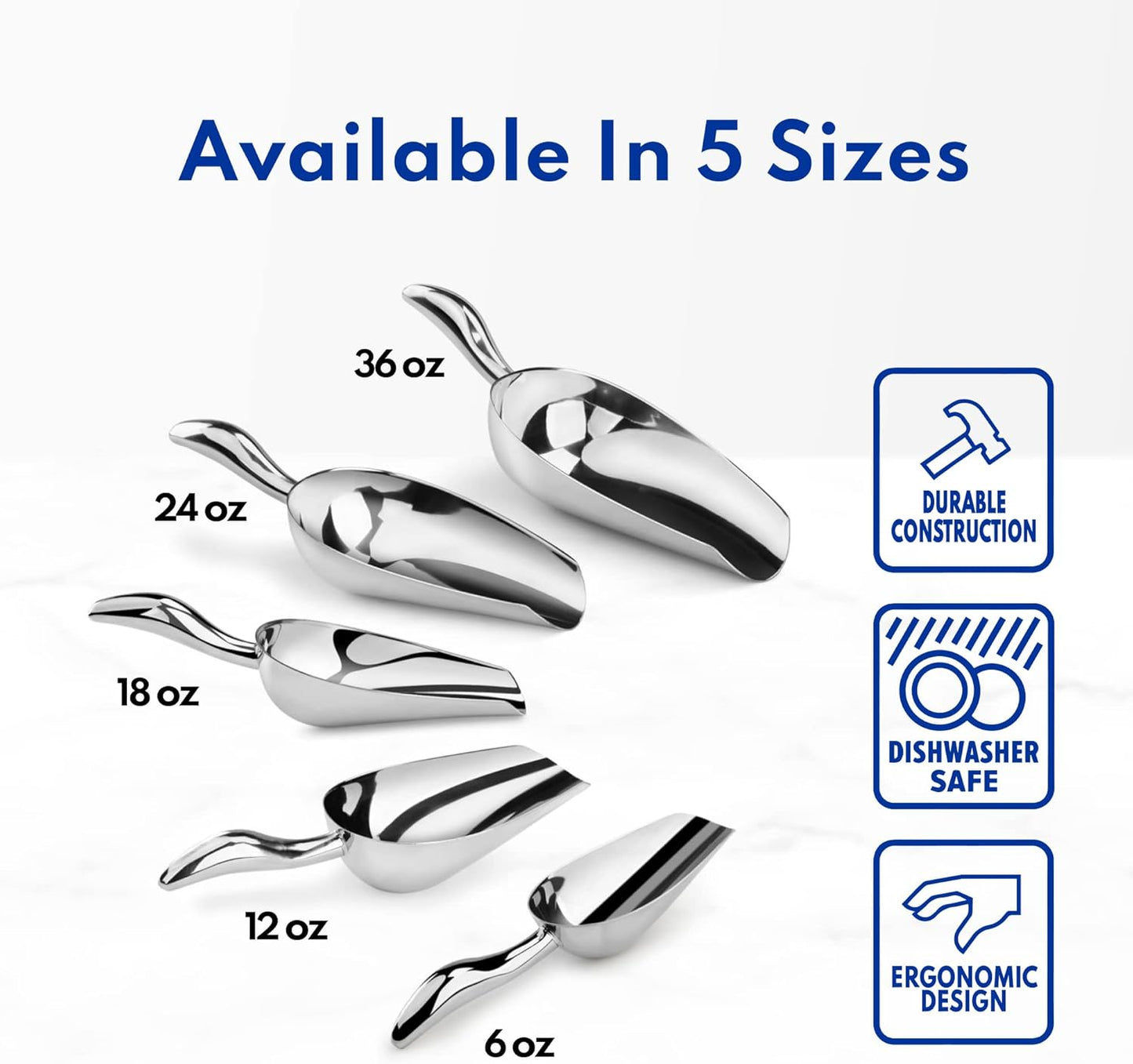 New Star Foodservice 1028515 Stainless Steel Bar Ice Flour Utility Scoop, 12-Ounce