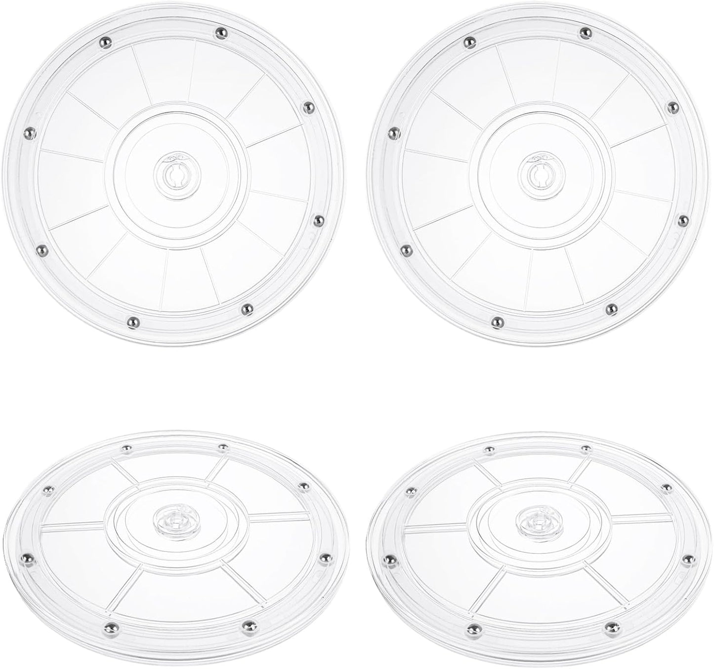 4 Pcs 8 Inch Lazy Susan Turntable Acrylic Ball Bearing Rotating Tray, Clear Turntable Organizer, Rotating Base Clear Acrylic Plates for Pantry, Cabinet, Spices, Makeup, (360˚ Rotation)