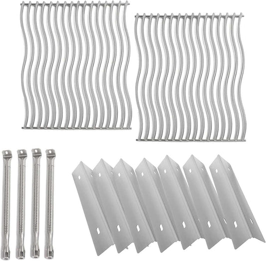 MixRBBQ Grill Replacement Parts for Napoleon Prestige 500 and Built-in Prestige 500, Stainless Steel 7-Pack Heat Plates, 4-Pack Burner and 2-Pack Grate Grid for Napoleon