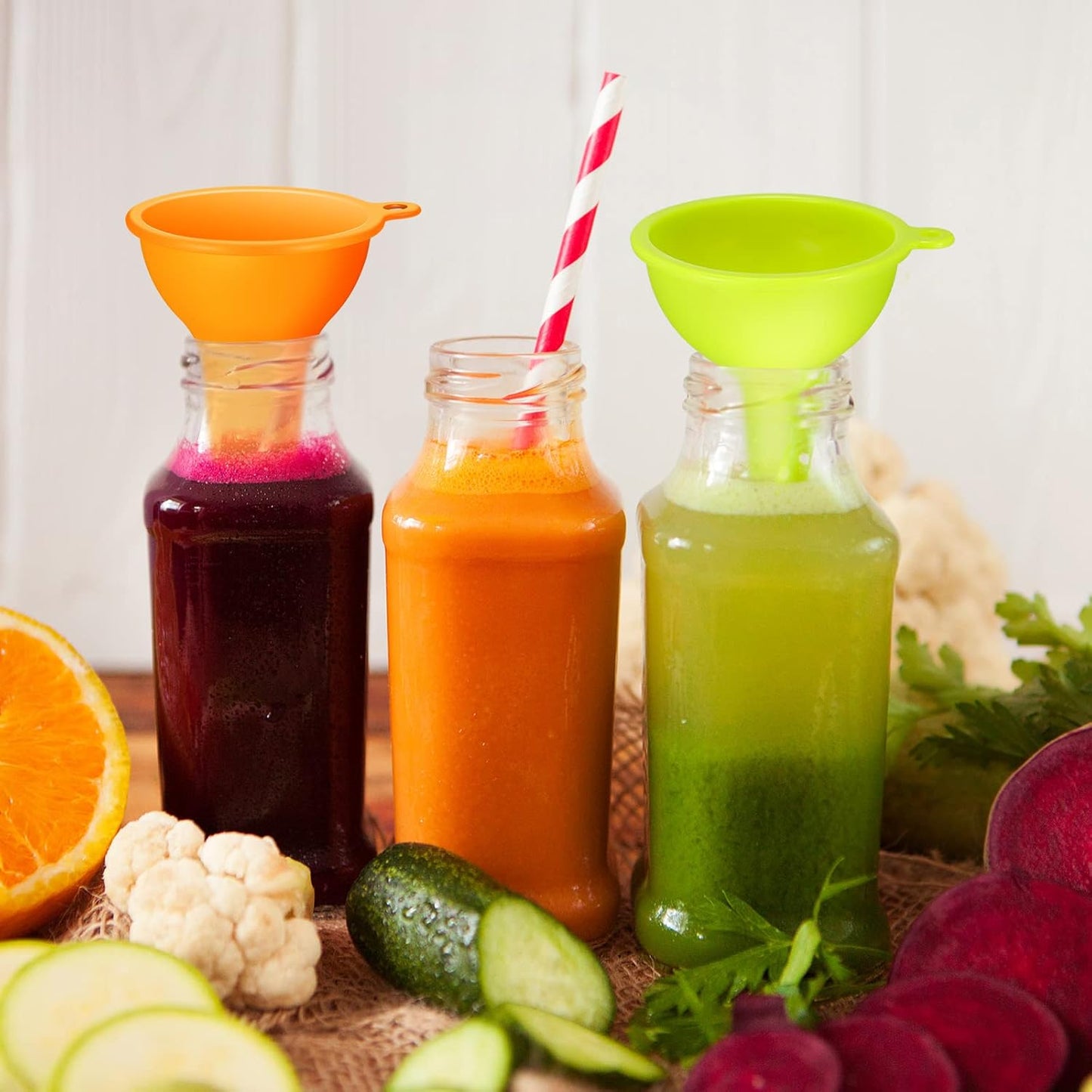 4 Pcs Kitchen Funnel Set Canning Silicone Funnel, Small and Large, Wide Mouth for Jars Jam Spice Filling Bottles Liquid Oil and Powder(Multi Color)