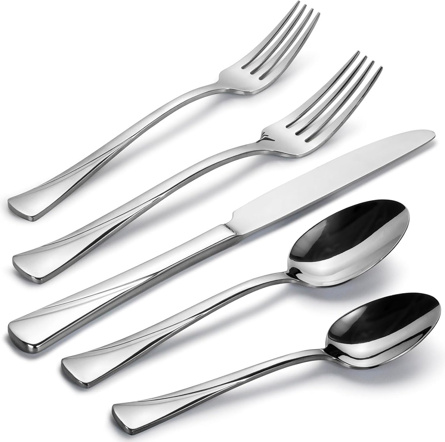 Alata Alice 30-Piece Silverware Set Stainless Steel Flatware Set,Service for 6,Mirror Polished Cutlery Set,Dishwasher Safe