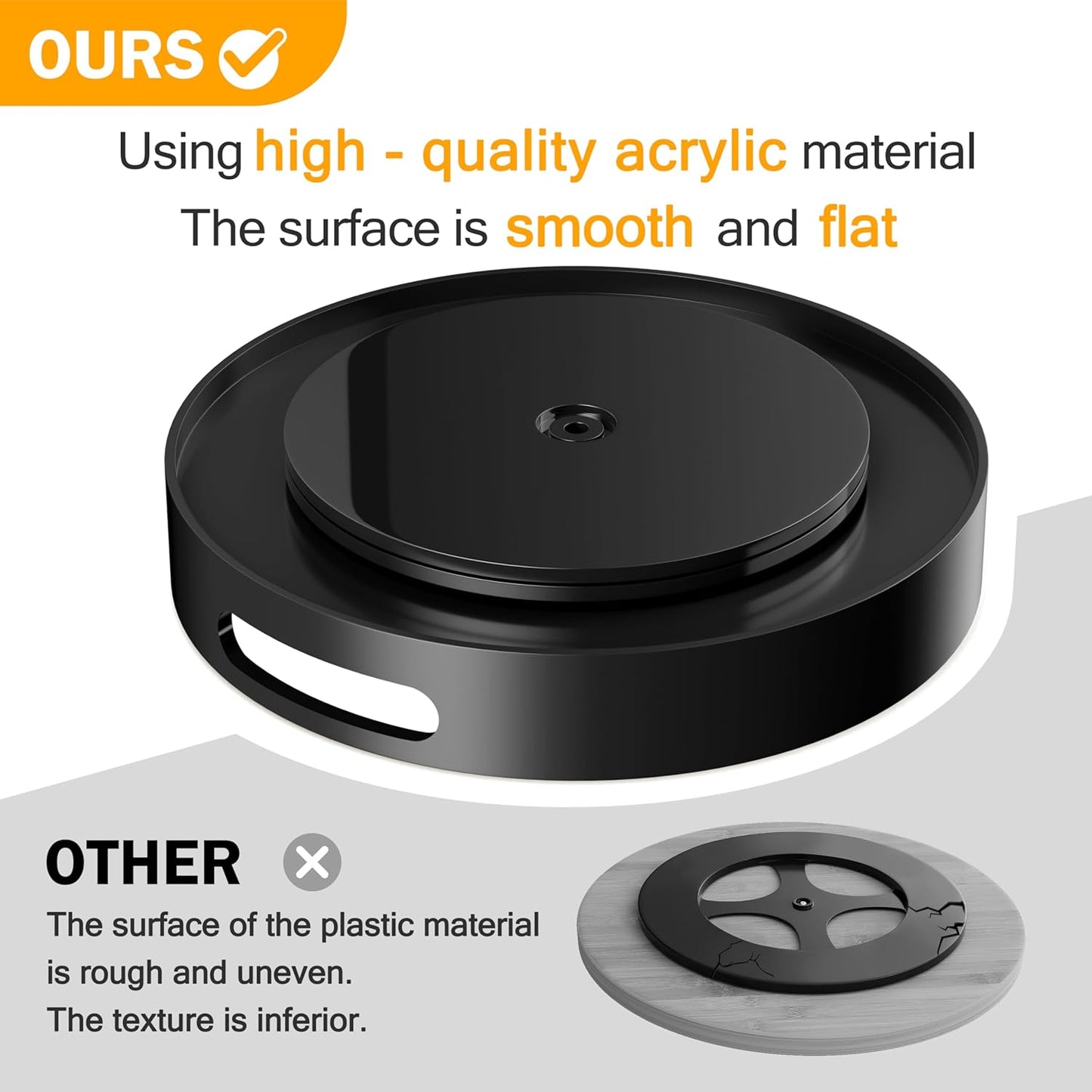 Lazy Susan Organizer Homerays 13 Inch Non-Skid Bamboo Lazy Susan for Kitchen Rotating Spice Rack with Handles, Wood Turntable for Kitchen Cabinet,Countertop (Black, Large)