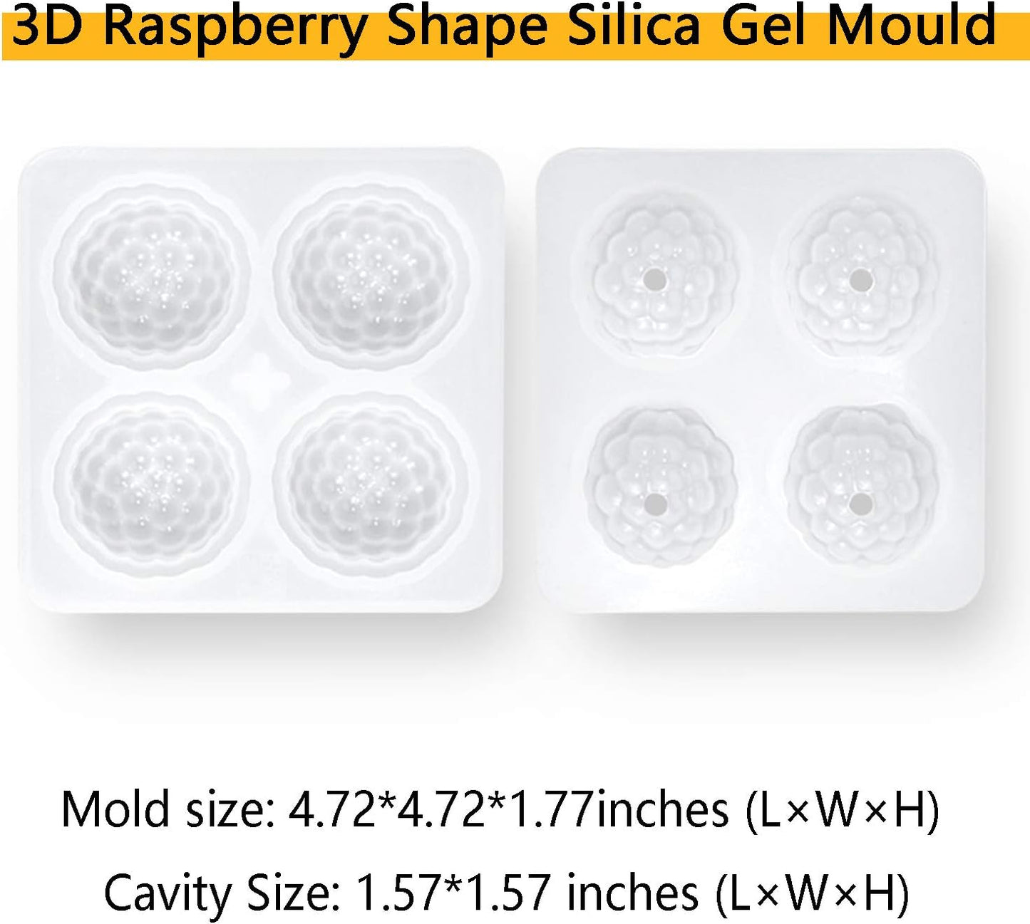 OCPO KITCHEN 3D Raspberry Silicone Mold for Baking Mousse Cake, Candy, Chocolate, Truffle, French Dessert, Pastry, Cupcake, Fruit Ice Cream Mould, Cake Decoration Mold, Raspberry Shape (4-Cavity)