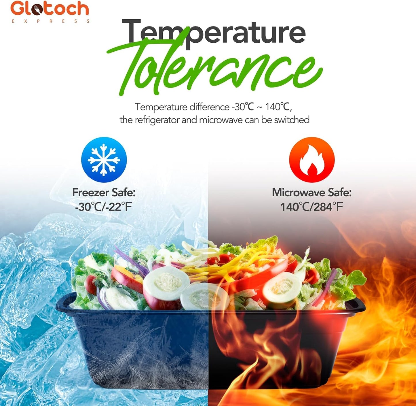 Glotoch 34oz Meal Prep Containers, 10 Pack (20-Piece) Reusable Food Prep Containers with Lids Microwave, Freezer, Dishwasher Safe Leakproof Durable Plastic Food Storage Lunch Box To Go Take Out