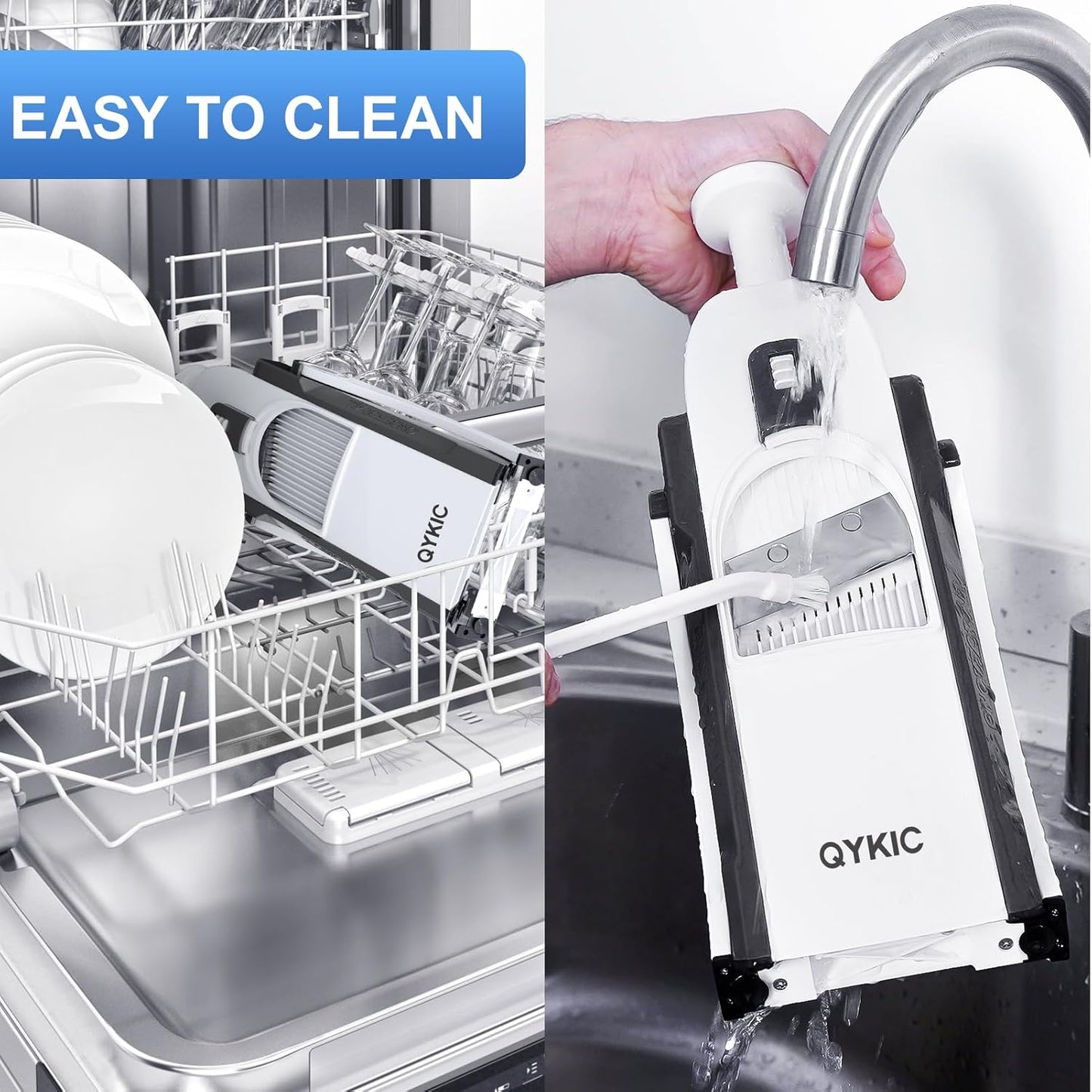 Safe Mandoline Slicer, Potato Clips Vegetable Food Cutter, Thickness Adjustable for Cucumber Onion Lemon with Vegetable Peeler (Only Slicer) Grey