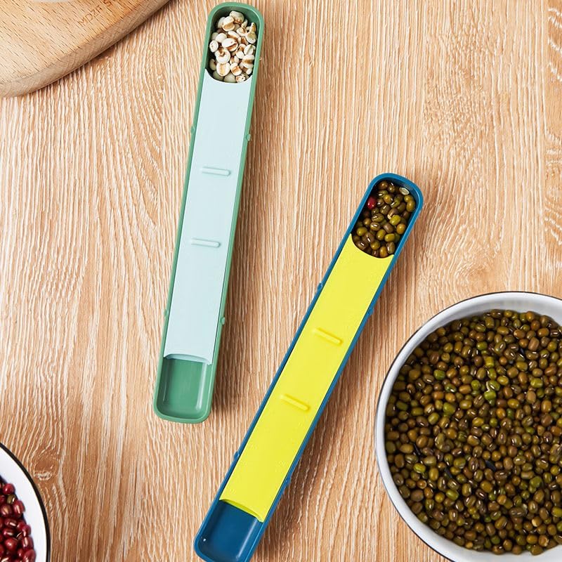 11 Pieces Measuring Cups and Spoons set, Includes 10 Stackable Measuring Cup with Lid and 1 Adjustable Measuring Spoon for Liquid and Dry, Kitchen Cooking & Baking, Blue