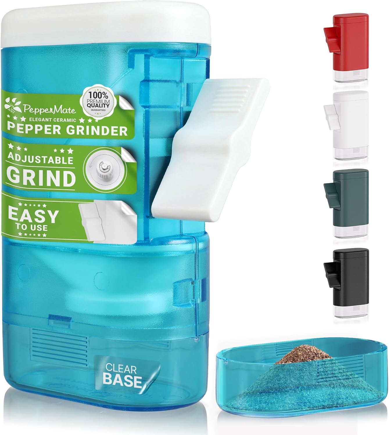 Traditional Pepper Grinder Mill - Manual, High-Efficiency Salt and Pepper Grinder Set - Durable, Adjustable Coarseness Pepper Mill Grinder - Easy to Use(Aqua)