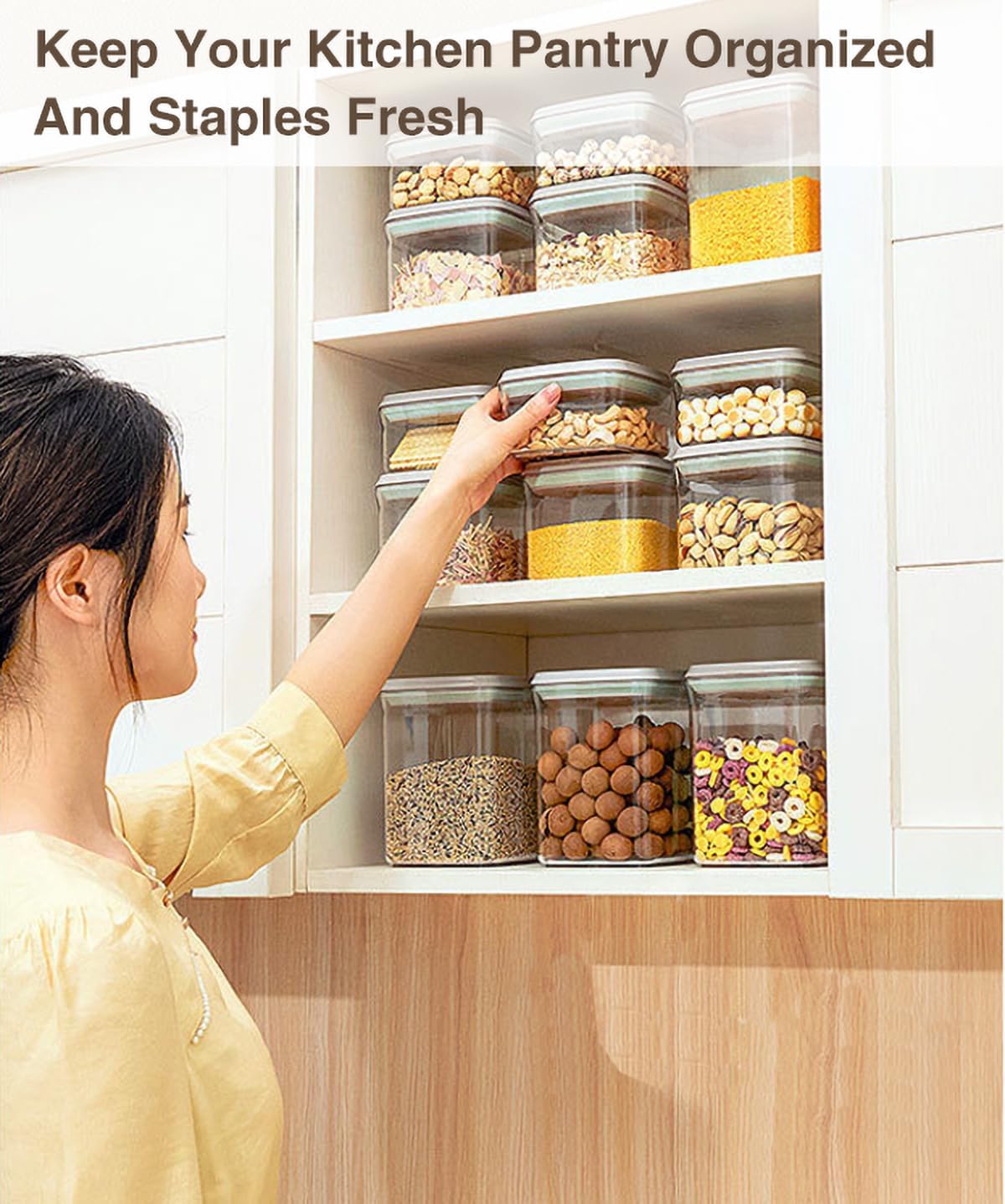 Pop Food Storage Containers Airtight Food Storage Containers Set with Lids Kitchen Pantry Organization and Storage, Stackable, BPA Free, 3 x 1.2Qt