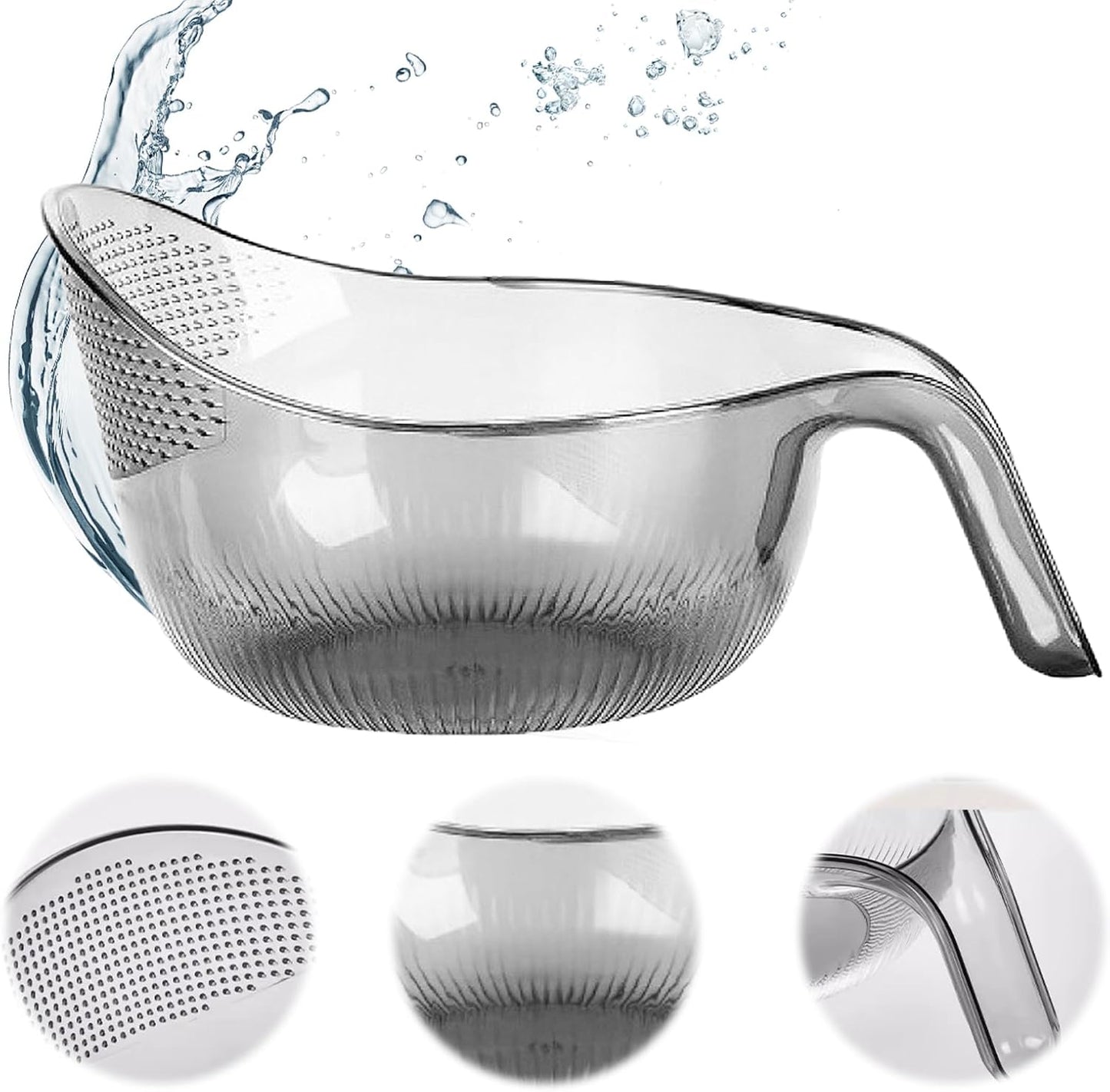 2-In-1 Rice Strainer,Large Rice Washer Beans Washer Strainers And Colanders - Washing Bowl for Fruit Washing Bowl With Strainer,Rice Washing Bowl Multifunctional Drain Basket (Gray)