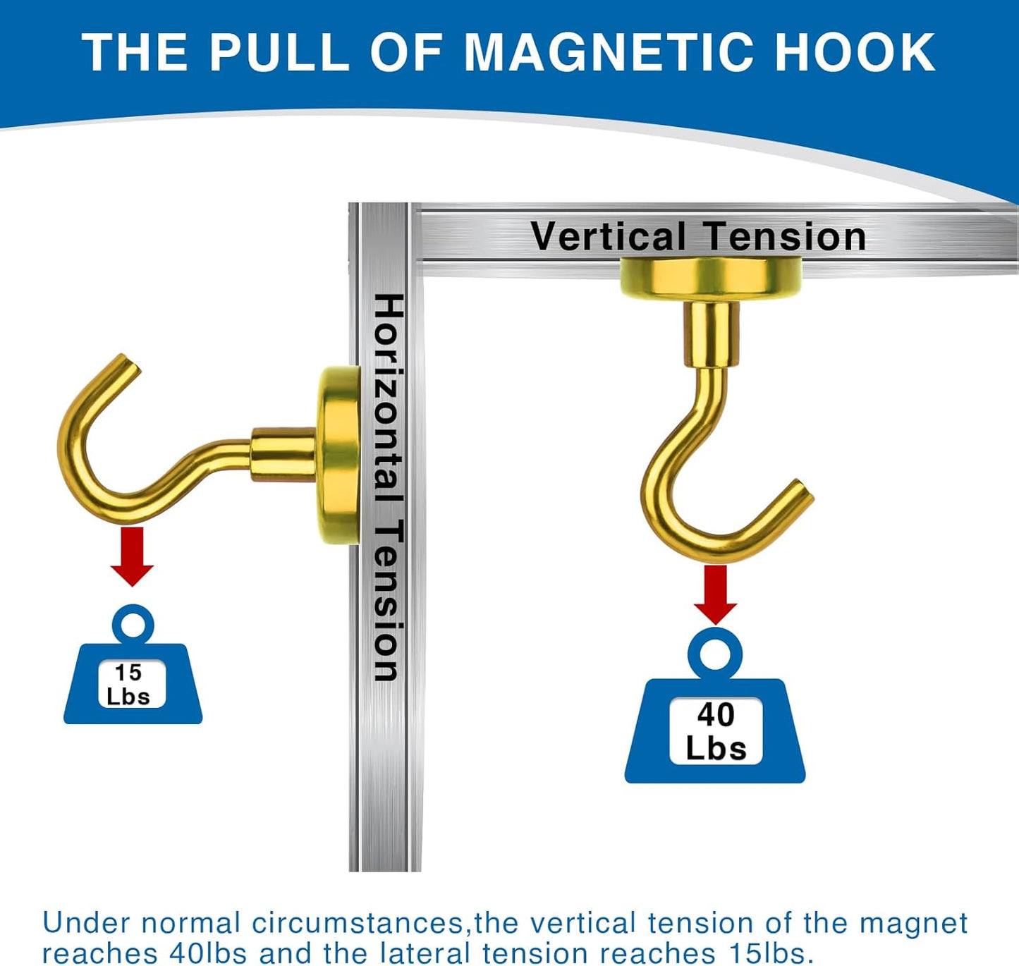 LOVIMAG Cruise Essentials Must Haves, 40Lbs Yellow Magnets, Strong Magnetic Hooks for Hanging, 6 Pack