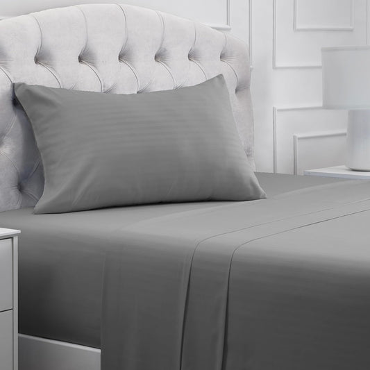 Mellanni Twin XL Sheets Set - 3 PC Iconic Collection Bedding - Hotel Luxury, Extra Soft, Cooling Bed Sheets - Wrinkle, Fade, Stain Resistant (Twin Extra Long, Striped Gray/Silver)