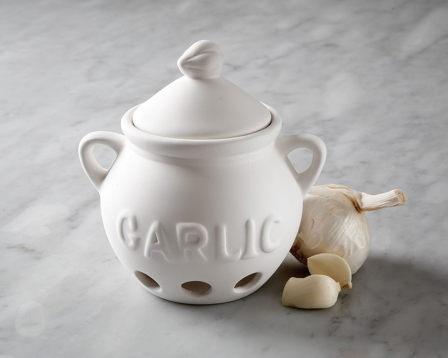 Fox Run Garlic Keeper and Storage, White Ceramic, 5.25" x 4.25" x 5.5"